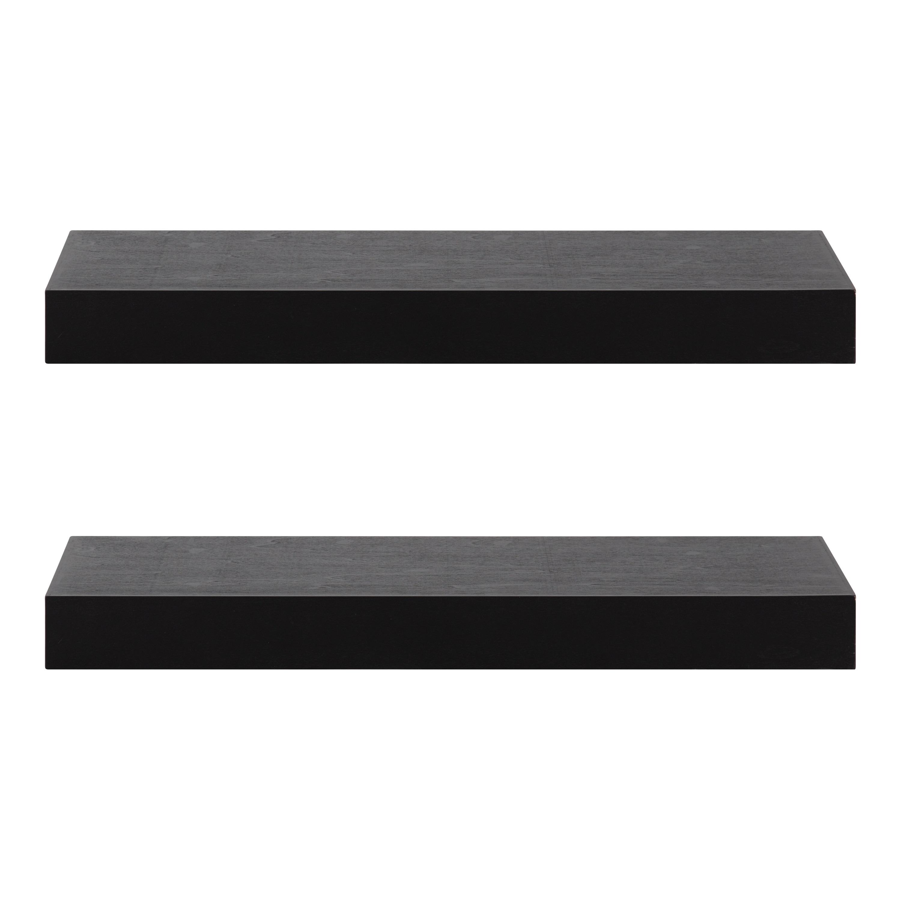 2pc 24" Havlock Wood Shelf Set Black - Kate & Laurel All Things Decor: Solid Wood, Easy Wall Mount