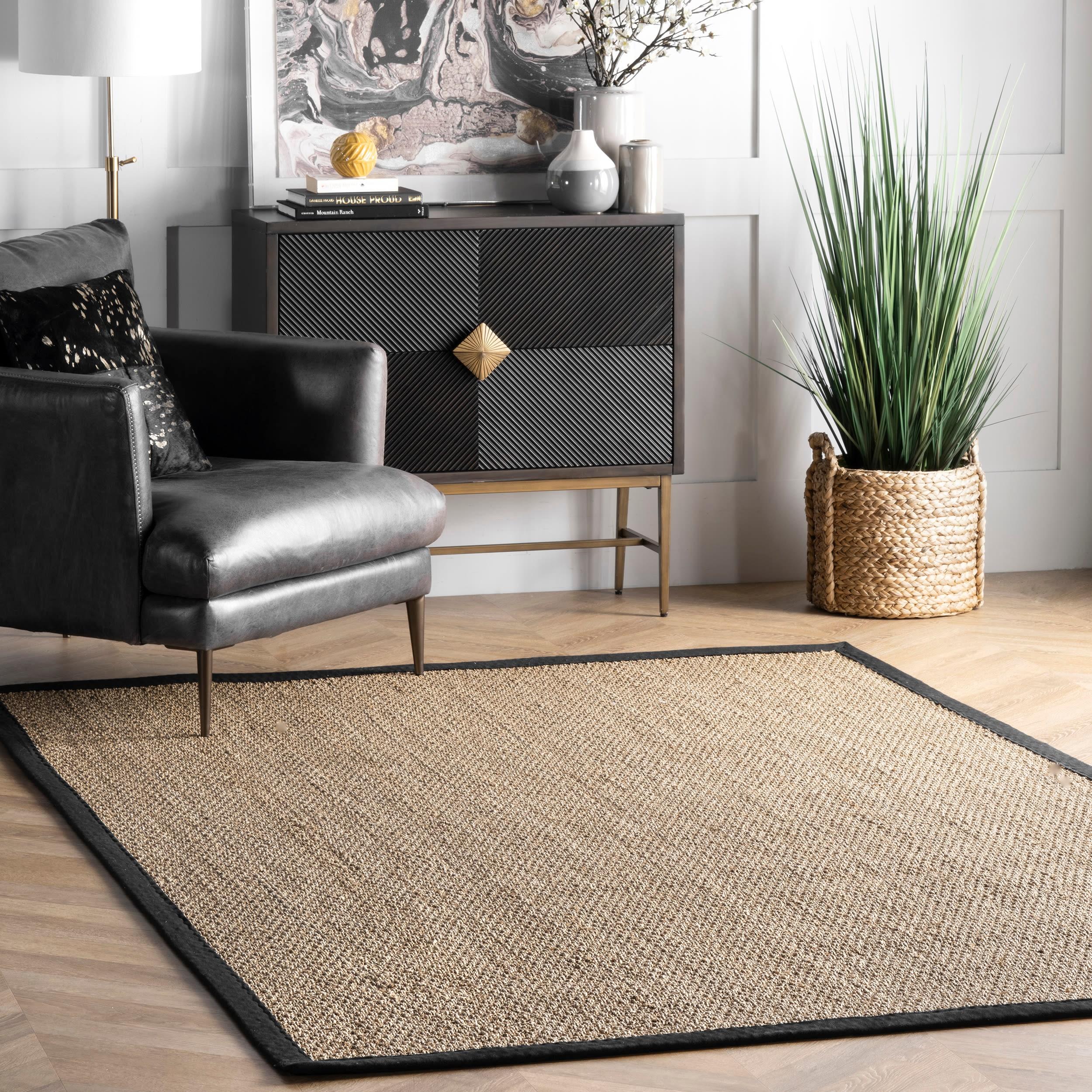 nuLOOM Elijah Farmhouse Seagrass Area Rug, 9' x 12', Black