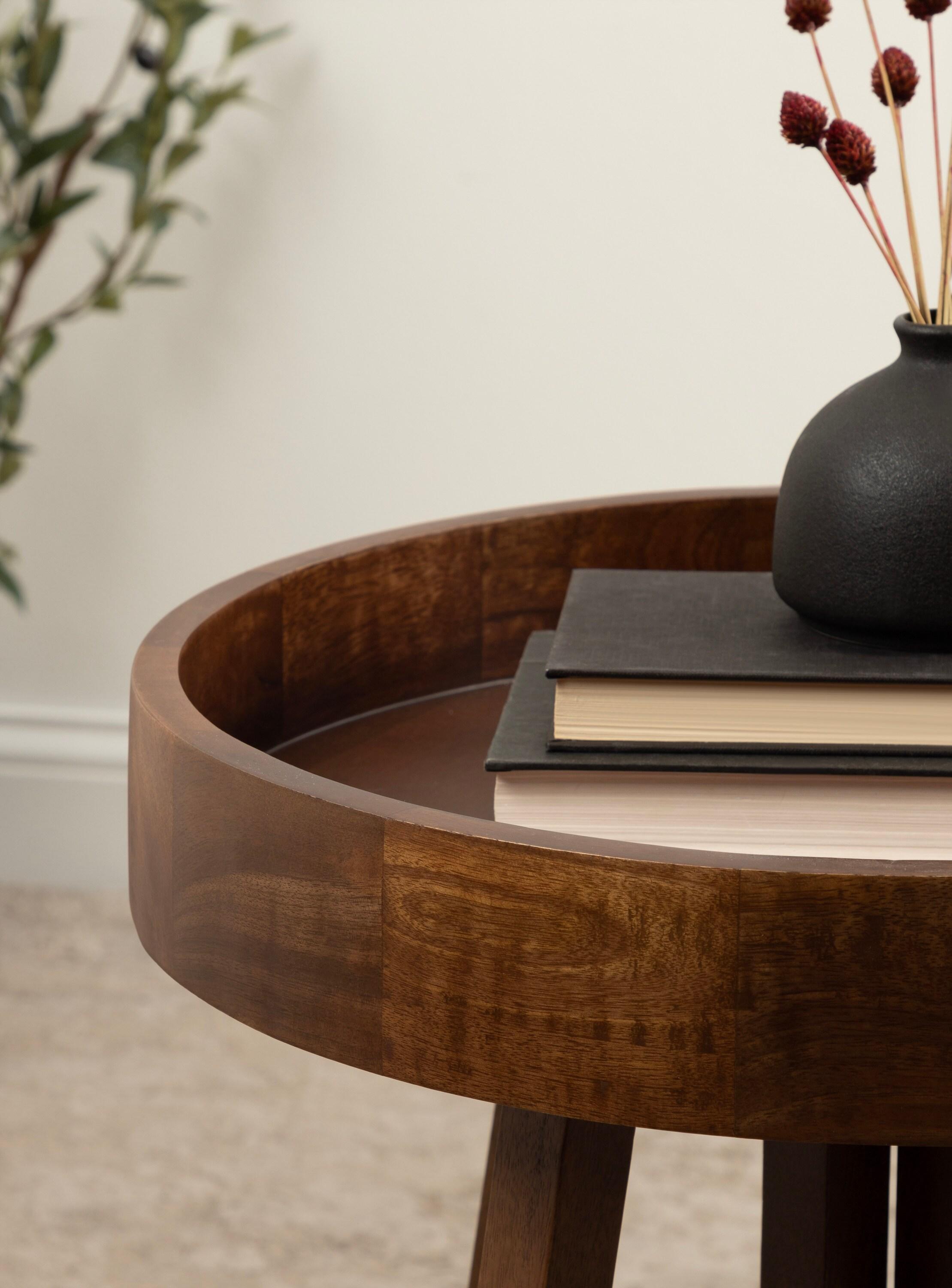 Kate and Laurel Avery Round Wood Side Table, 18x18x22, Walnut Brown