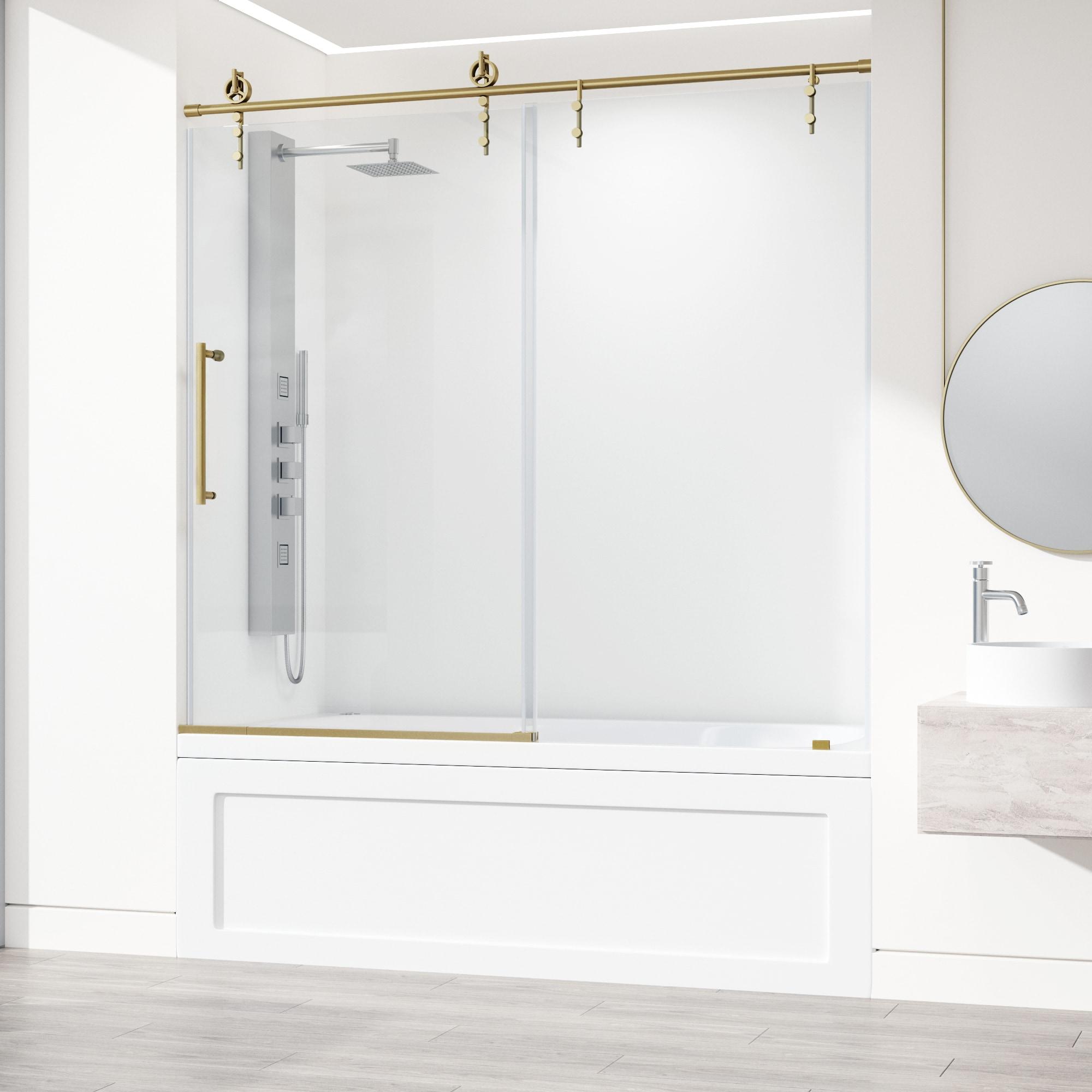 Hamilton 56-60" W x 68" H Sliding Frameless Tub Door with 3/8" Clear Glass