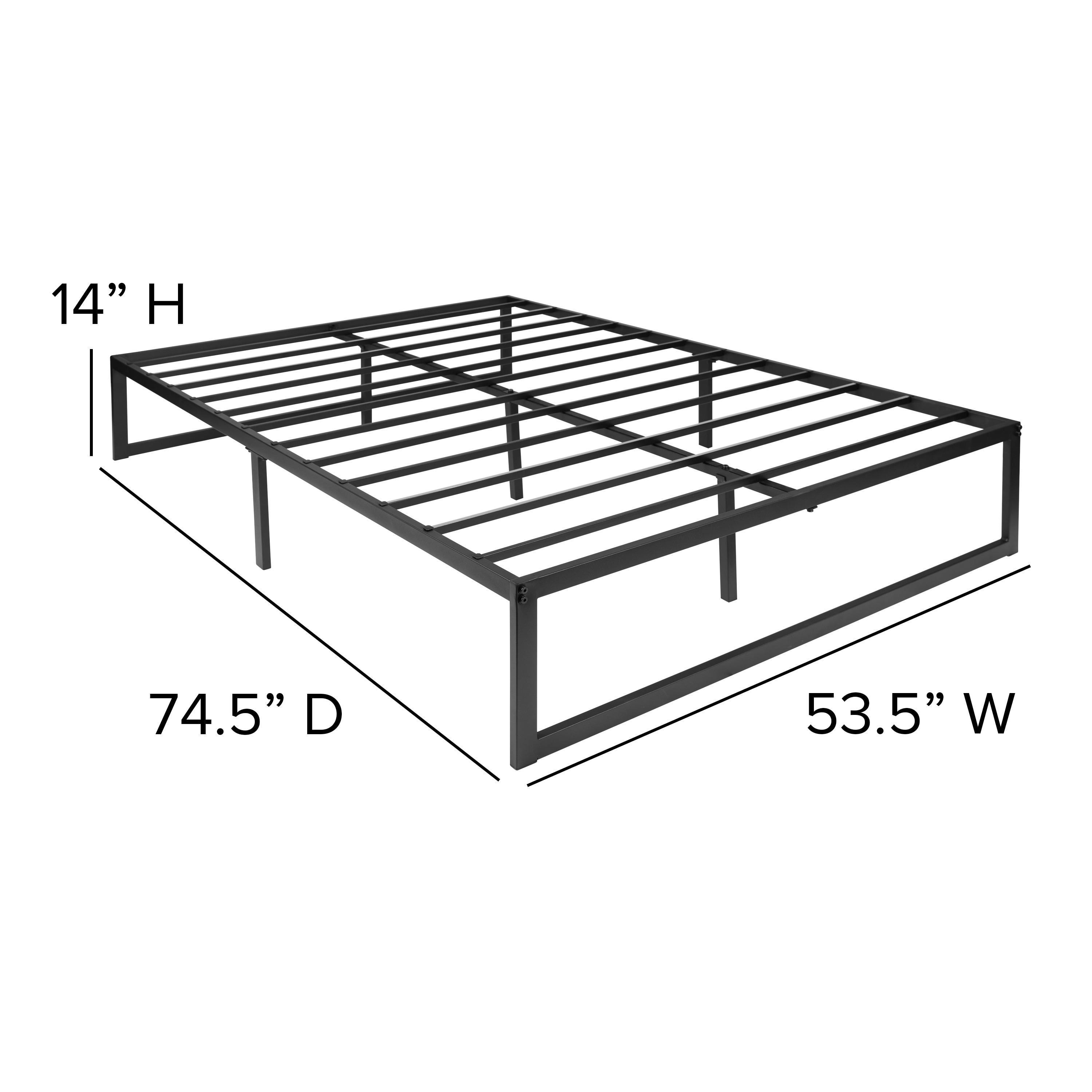 Flash Furniture Modern Steel Platform Bed Frame, Black, Full