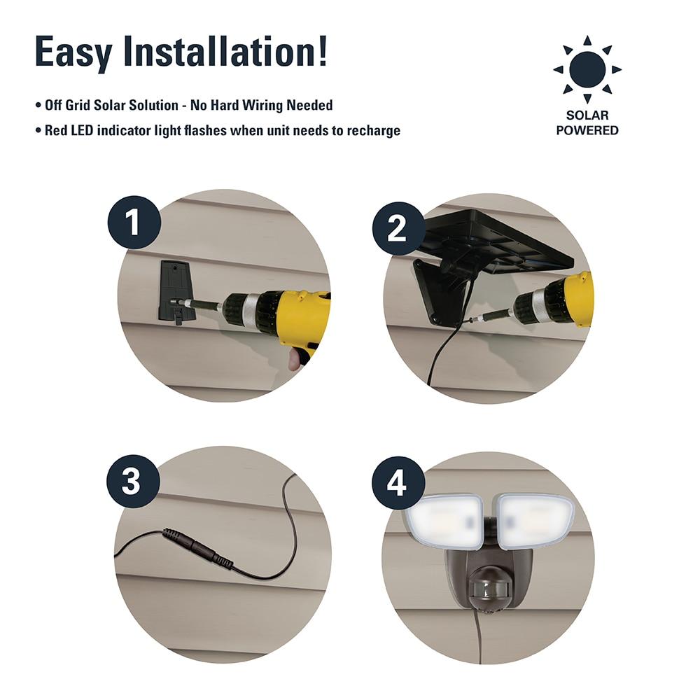 Halo Solar Outdoor LED Twin Head Flood and Security Light 180 Degree Motion Sensor 1000 Lumens