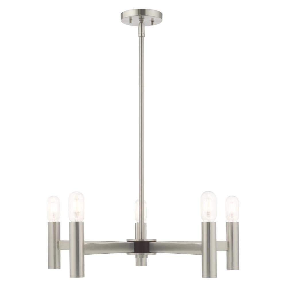 Copenhagen Industrial Chic 5-Light Brushed Nickel Chandelier