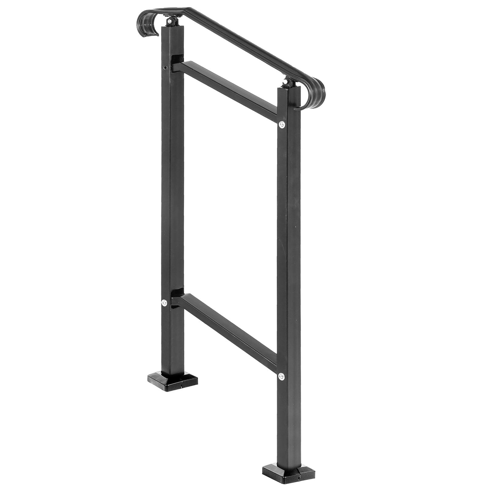 VEVOR 42.5" H x 19.7 " W x 6.3" D Adjustable Iron Handrail Black Fits 1 To 2 Steps Handrail Concrete Decor