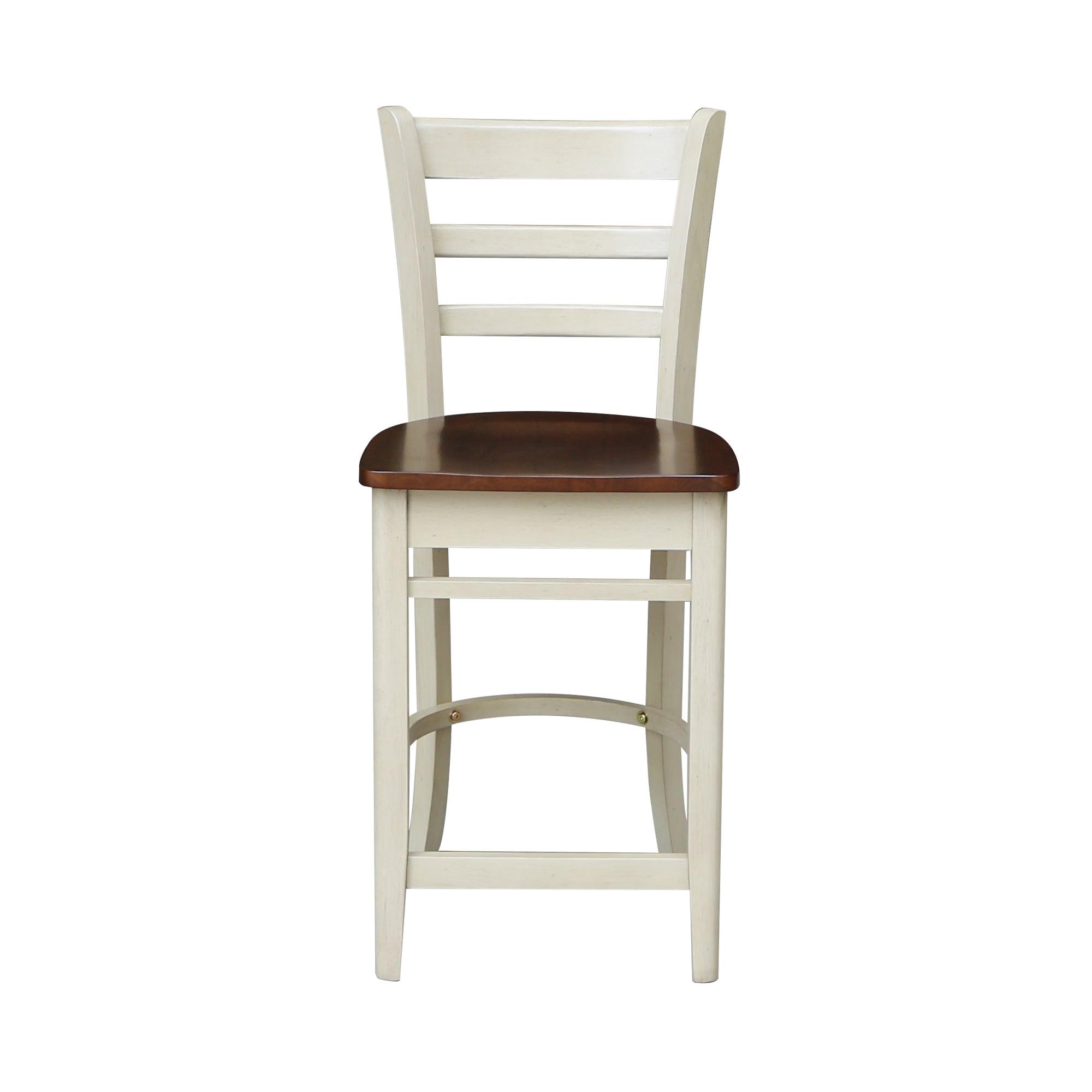 International Concepts 24" Emily Counter Height Barstool Antiqued Almond/Espresso: Hardwood Frame, Ladder-Back Design