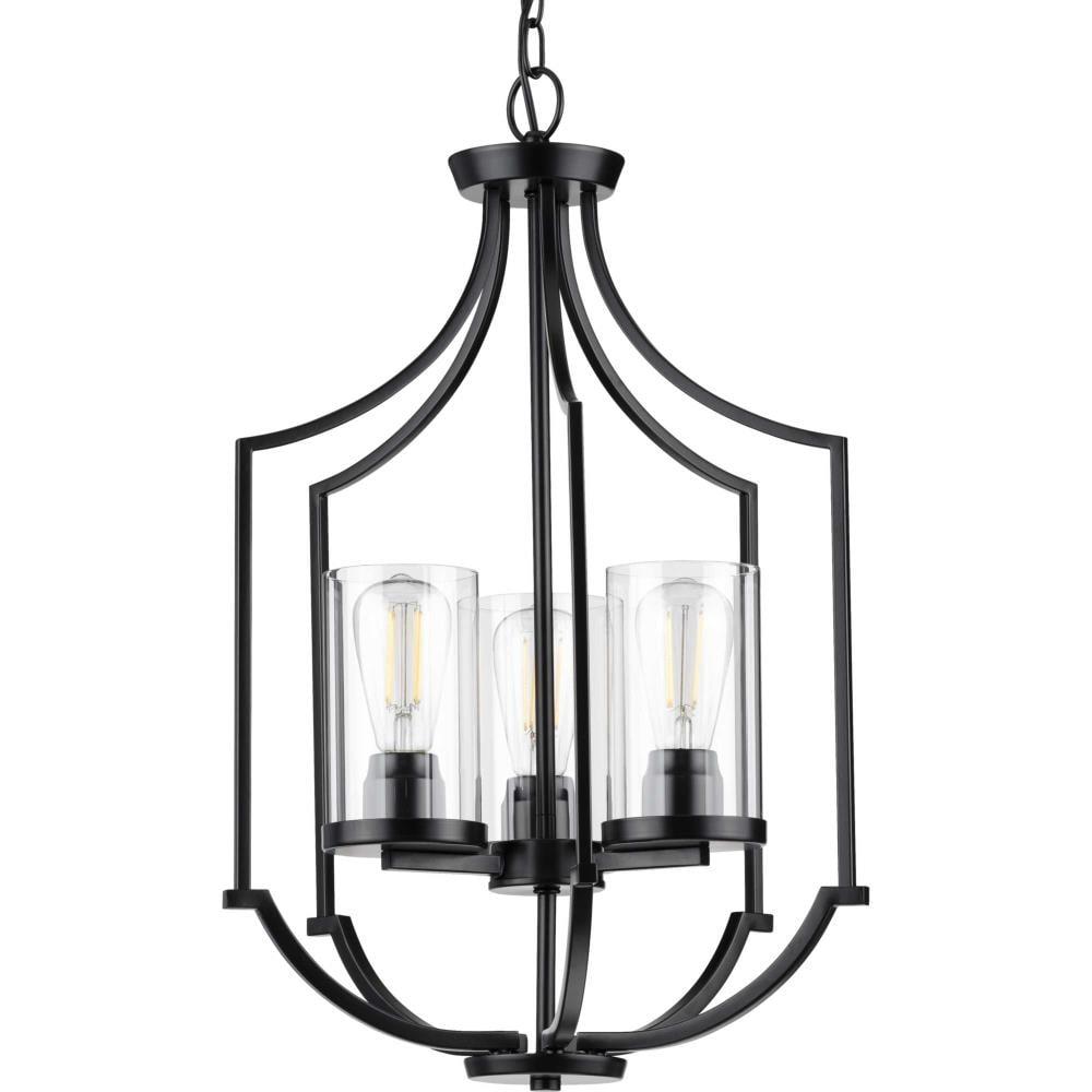 Progress Lighting, Lassiter Collection, 3-Light Foyer, Brushed Nickel, Clear Glass Shades