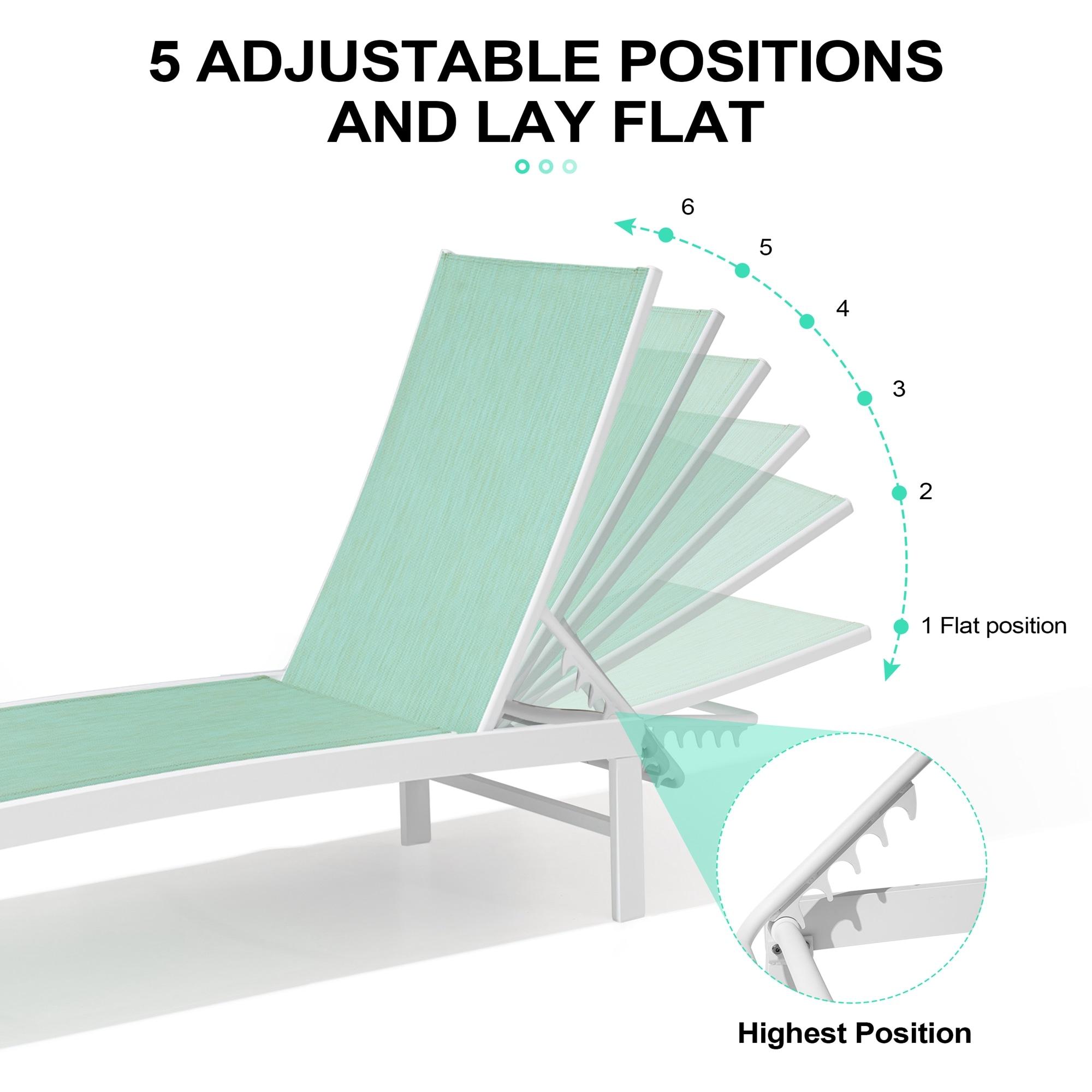 Crestlive Products Set of 3 Outdoor Aluminum Chaise Lounge Chairs and Table, Green