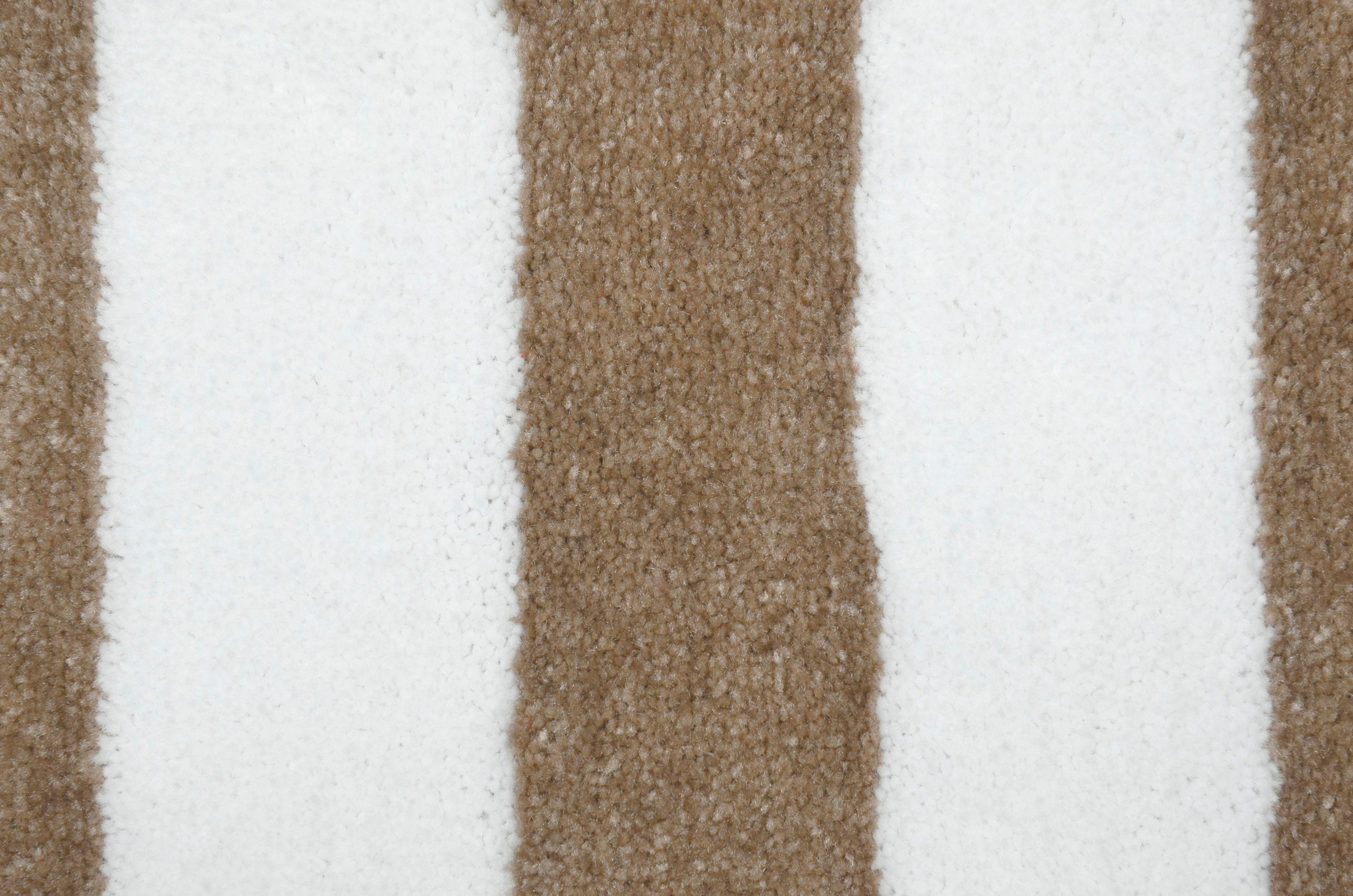 Garland Rug Beach Stripe Washable Bath Rug Set, 2 Piece Set (17"x24" Bath Rug, & 21"x34" Bath Rug) Tan/White