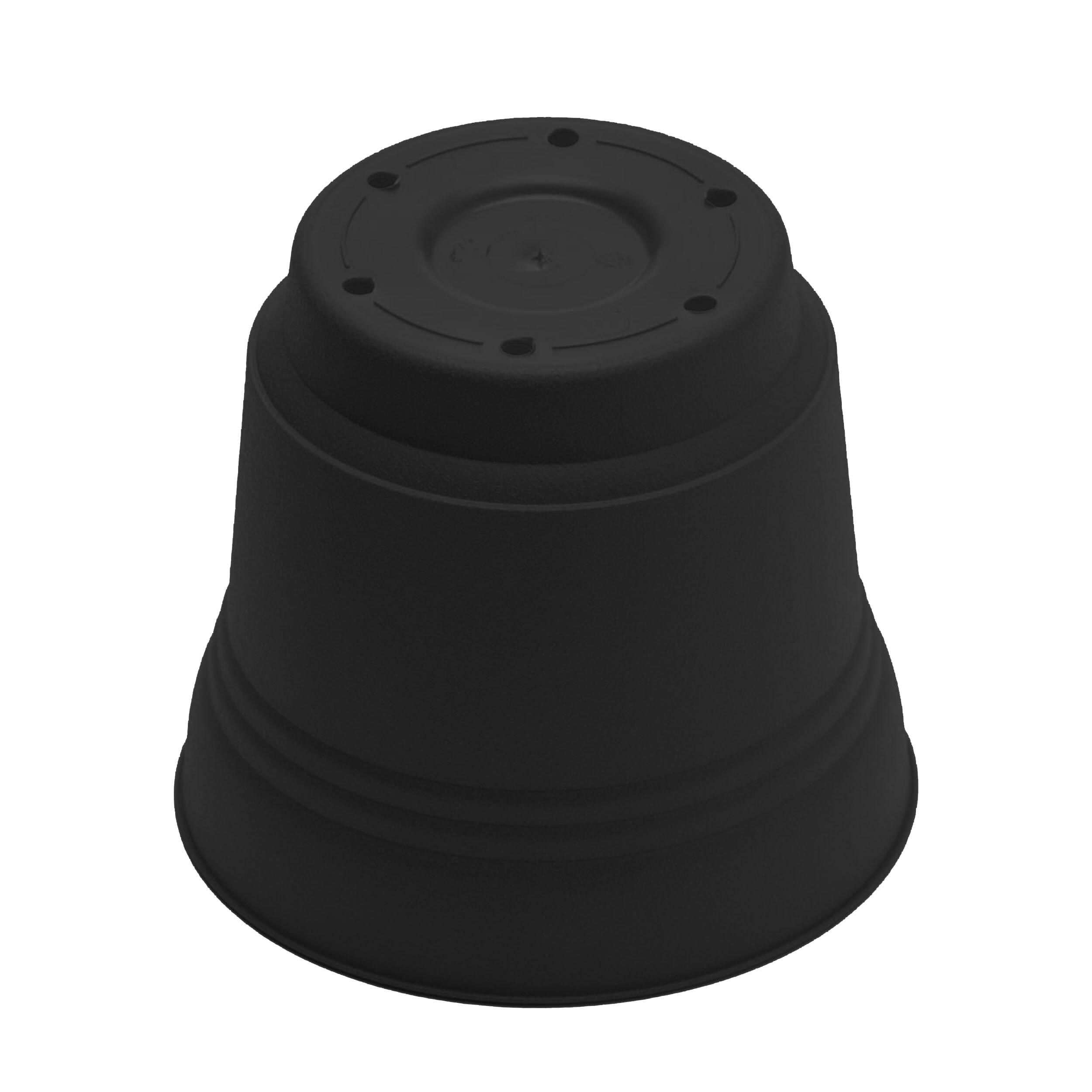 Bloem 14-in Saturn Round Resin Planter with Saucer - Black