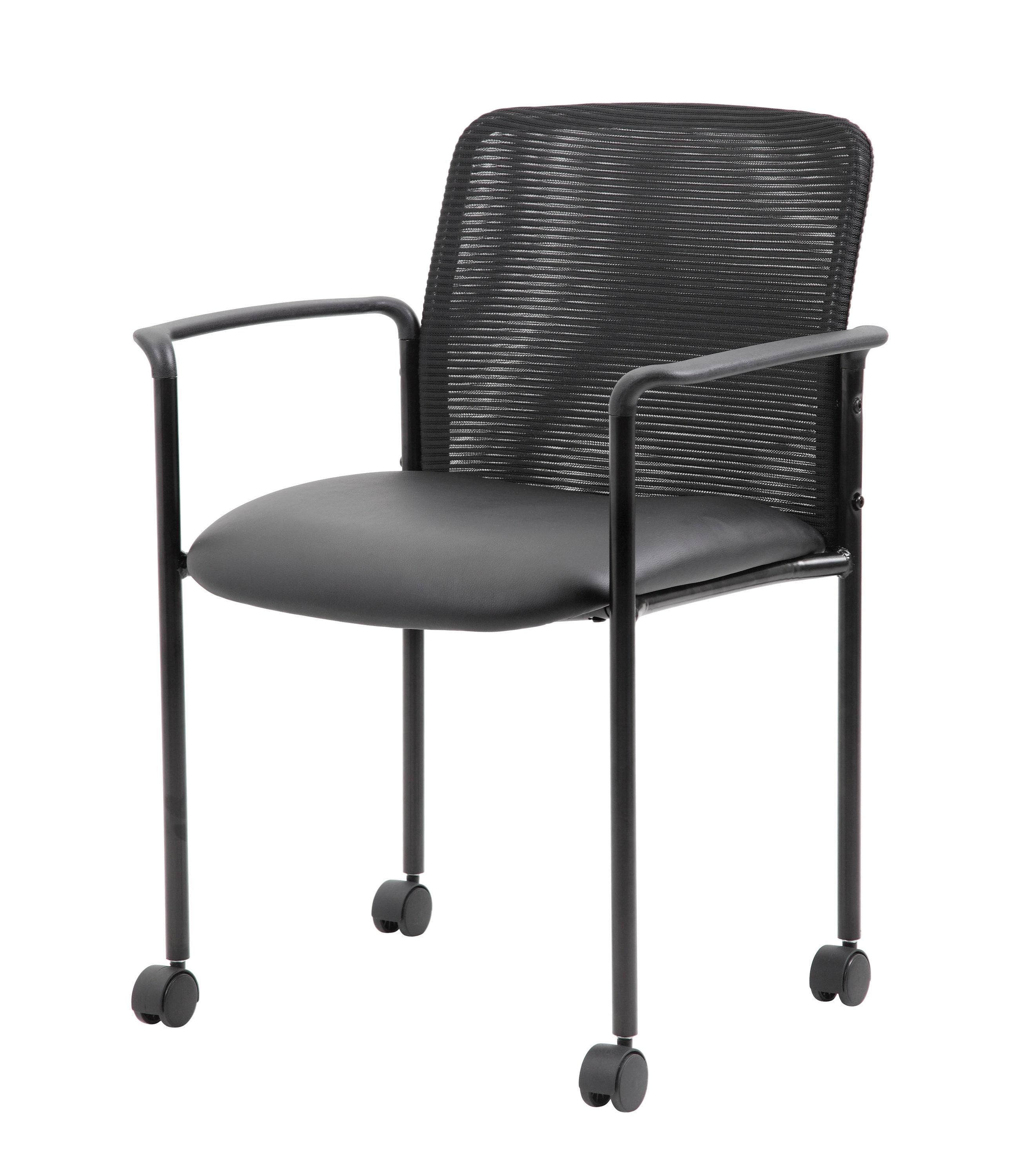 Mesh Guest Chair with Fixed Arms & Metal Frame - Boss Office Products: Stackable, Breathable Back