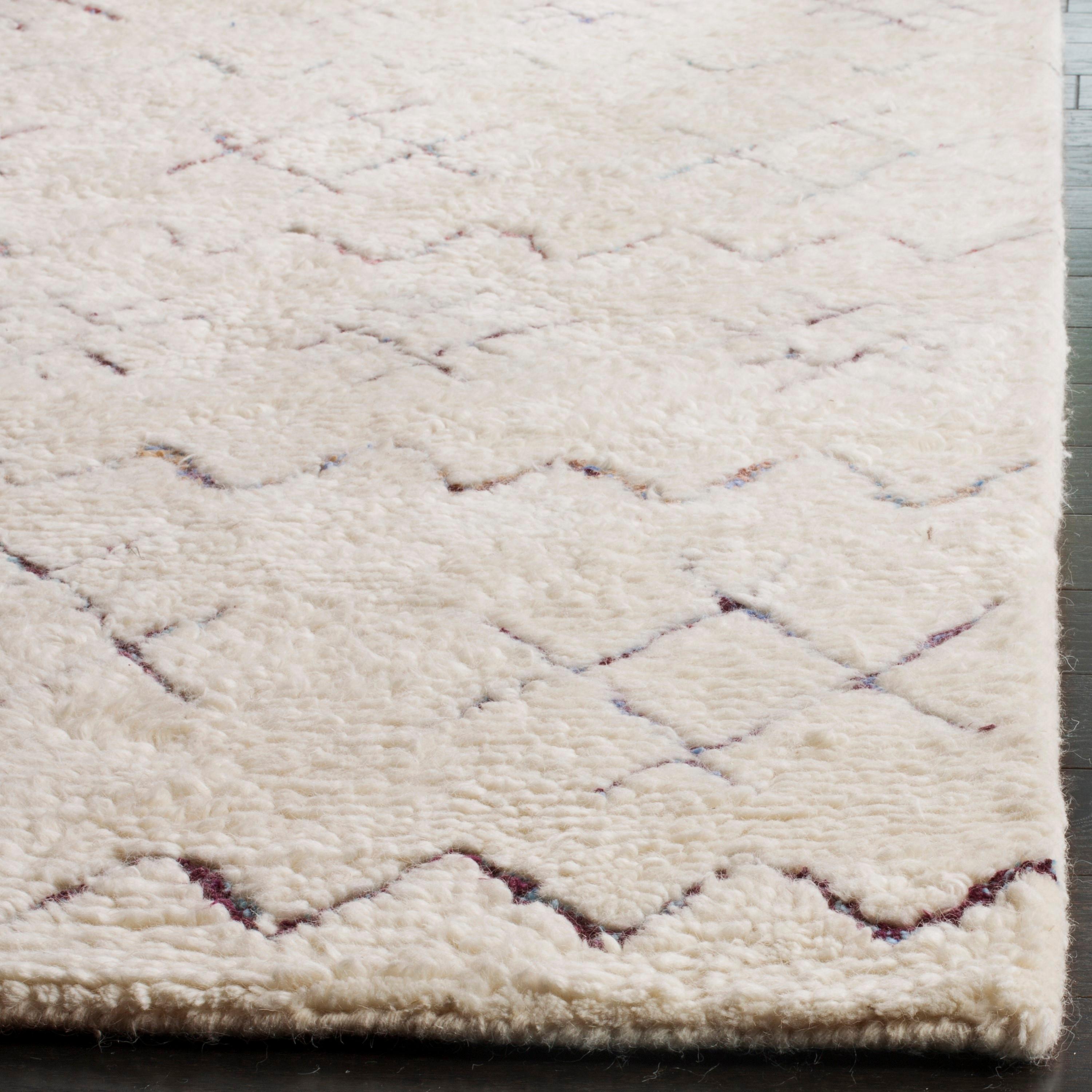 SAFAVIEH Casablanca Corrine Geometric Shag Area Rug, Ivory/Multi, 6' x 9'