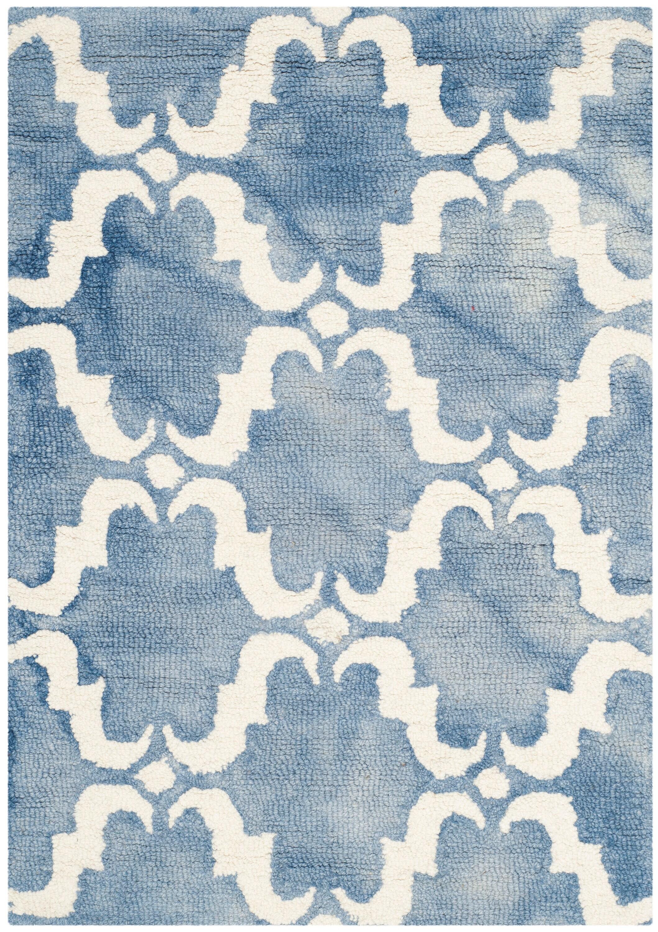 SAFAVIEH Dip Dye Talbot Overdyed Geometric Area Rug, Blue/Ivory, 2' x 3'