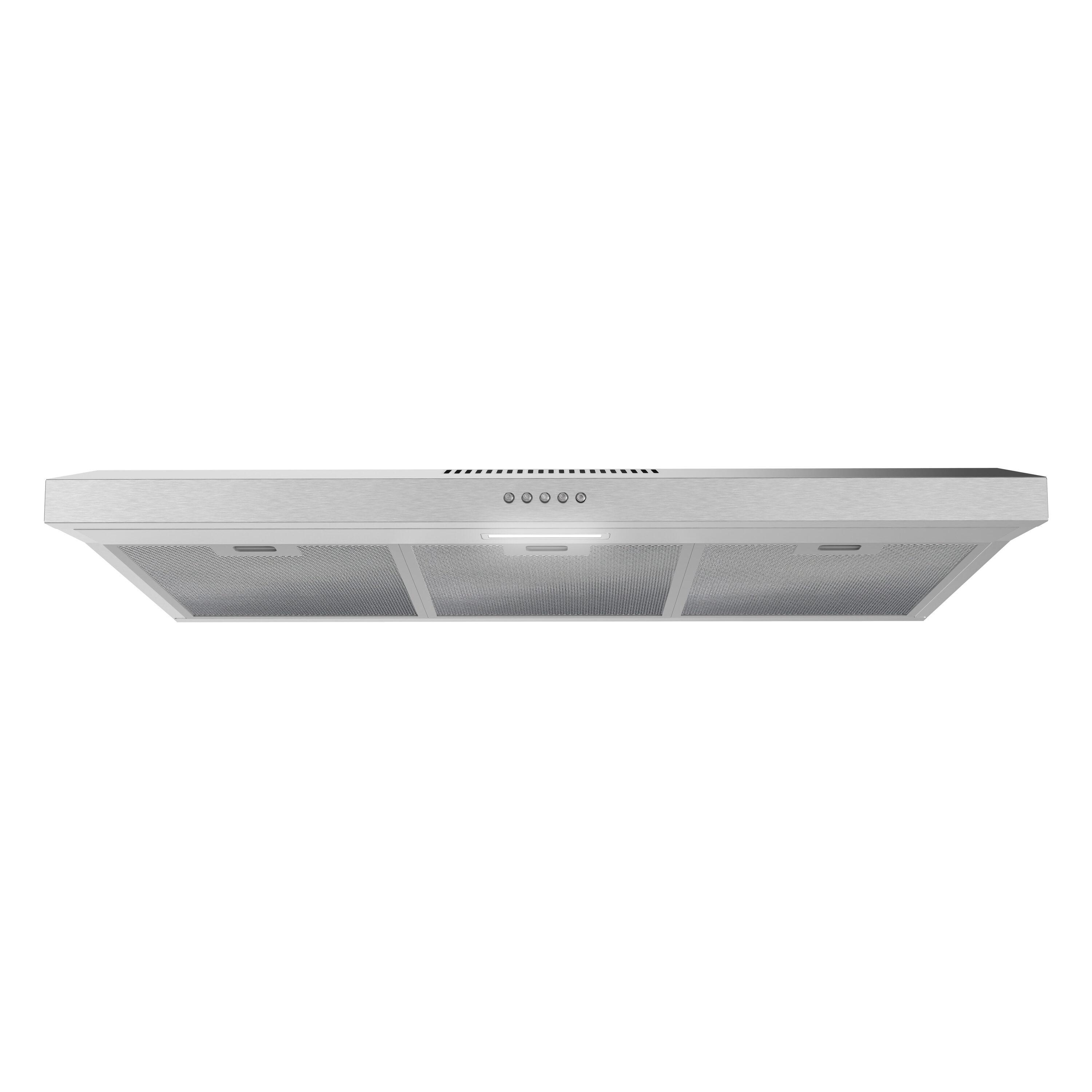 Streamline 36 In. T-10189-1-CL Grosetto Convertible Undermount 80 CFM Range Hood In Brushed Stainless Steel With Mesh Filters, Push Button Control, LED Light