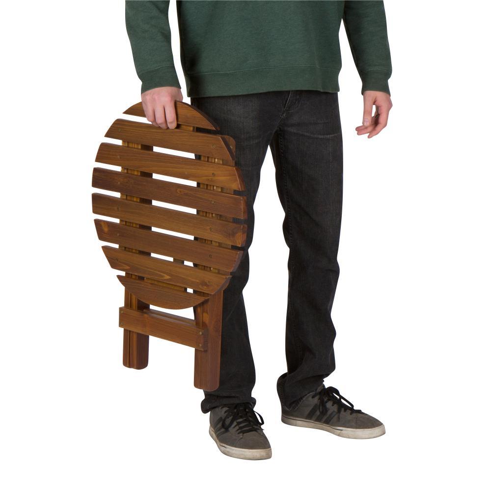 Shine Company Adirondack Round Cedar Wood Foldable Side Table in Brown
