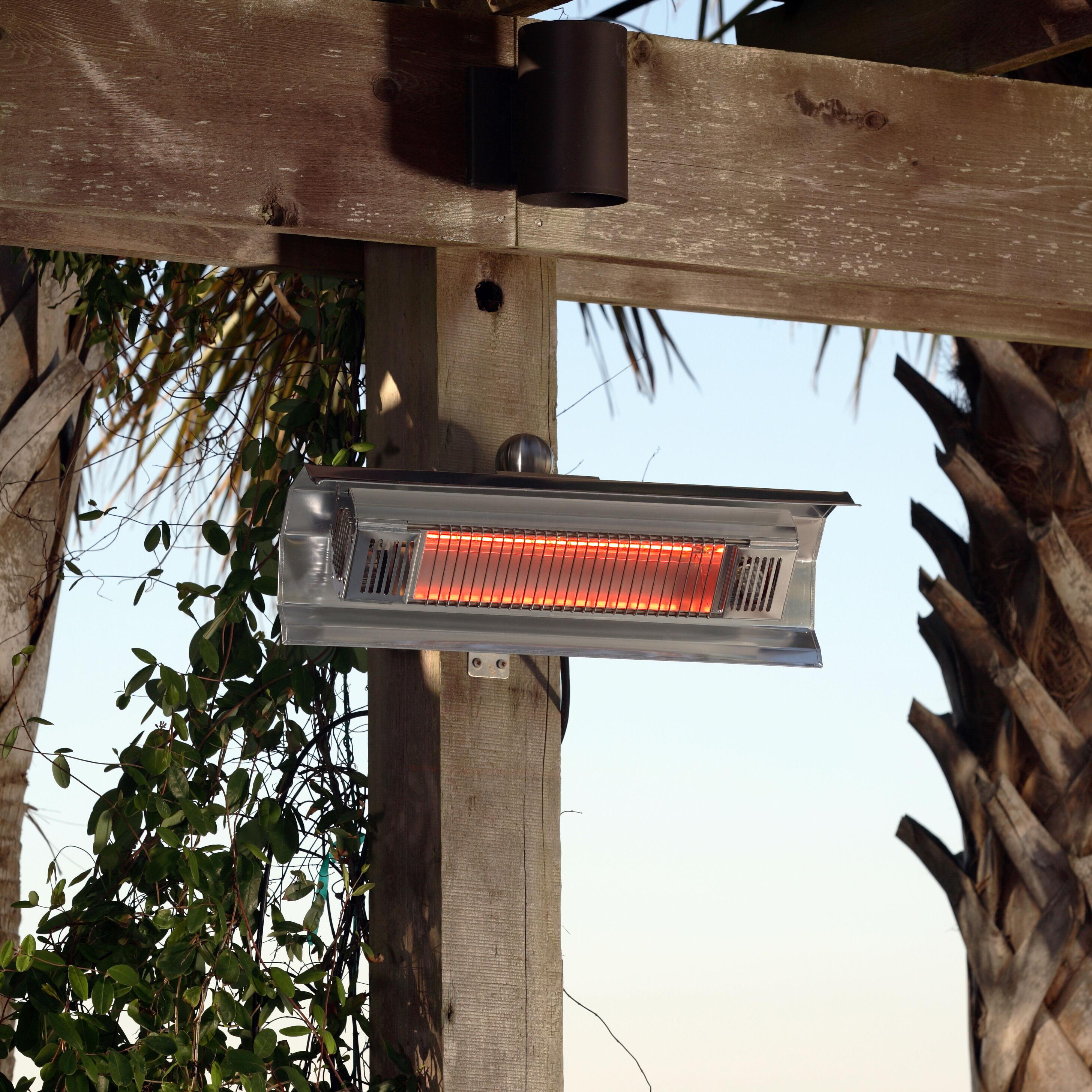 Fire Sense Wall Mounted Infrared Patio Heater 1500W Weatherproof for Indoor Outdoor-Stainless Steel