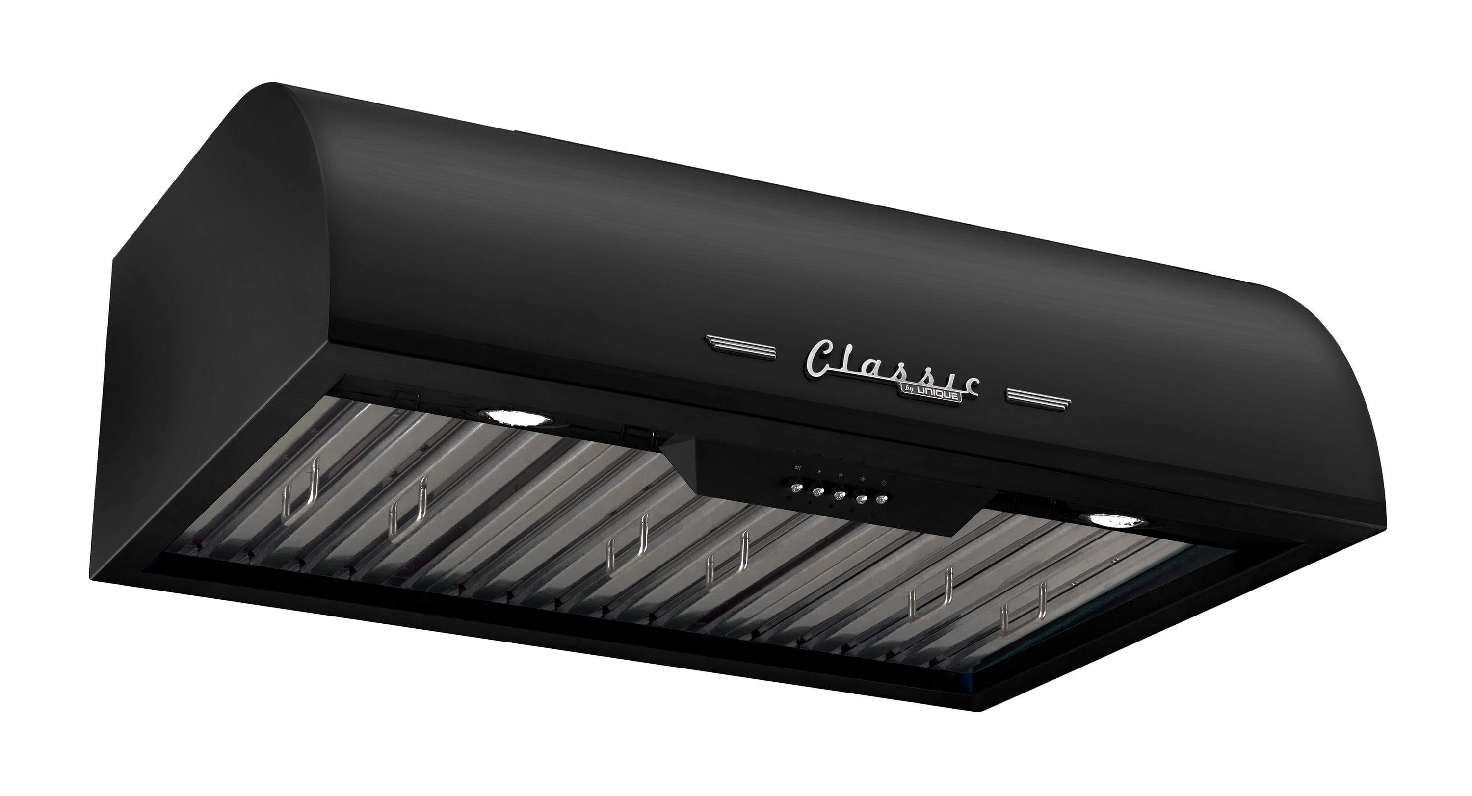 Classic Retro 24" 500 CFM Ducted Under Cabinet Range Hood with Stainless Steel Baffles and Light