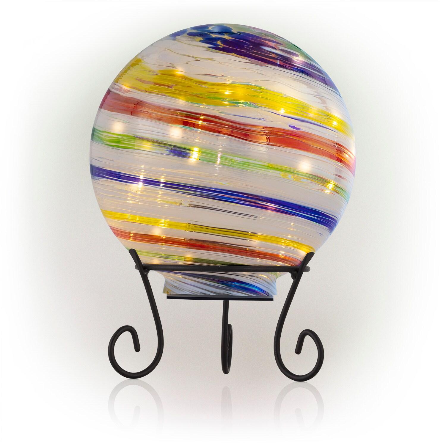 Alpine Corporation 10" Light up Glass Gazing Balls, Multicolor