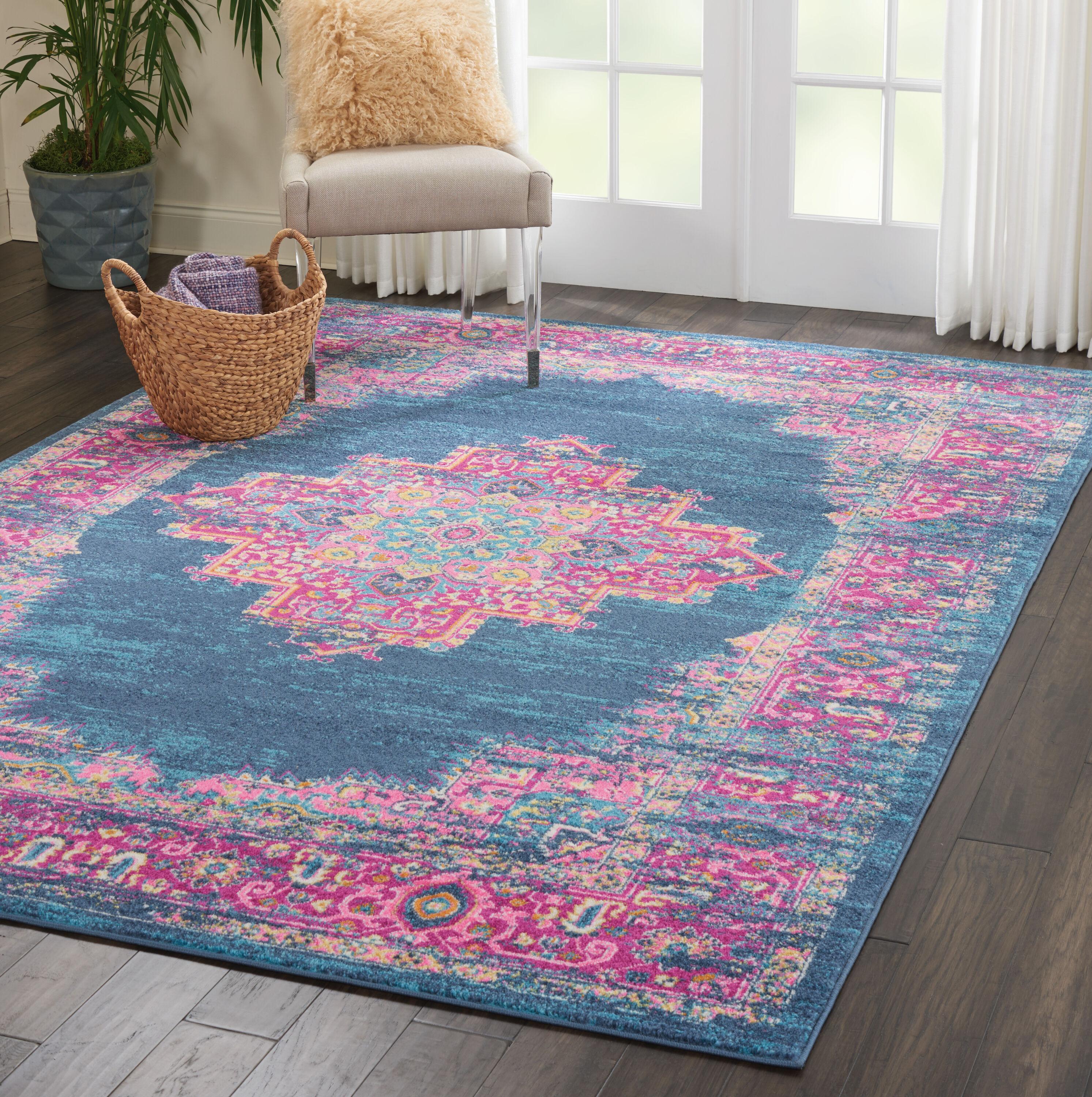 Nourison Passion Medallion Bohemian Indoor Rug Blue 6'7" x 9'6"