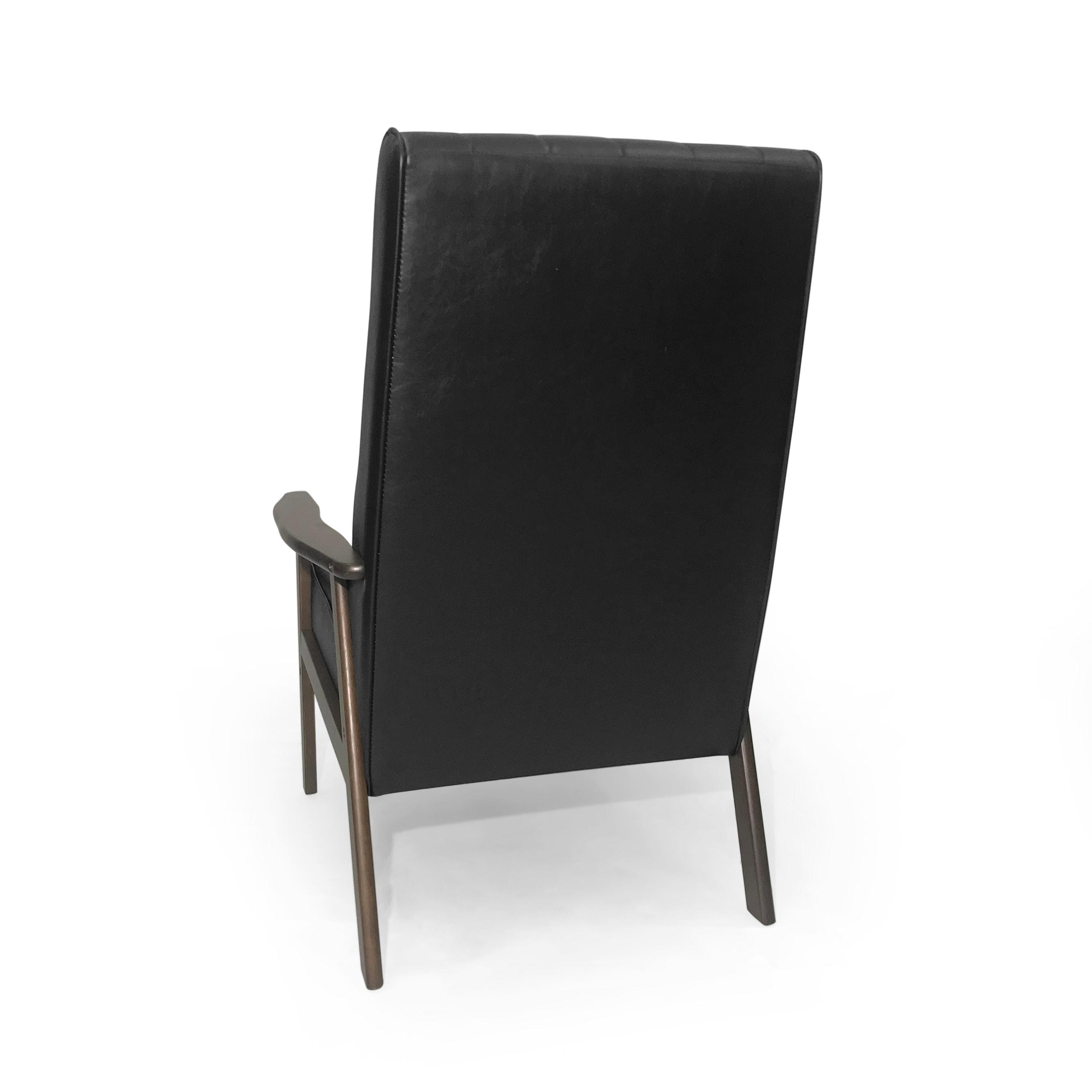 Katharine Mid-Century Modern Accent Chair, Matte Black and Walnut
