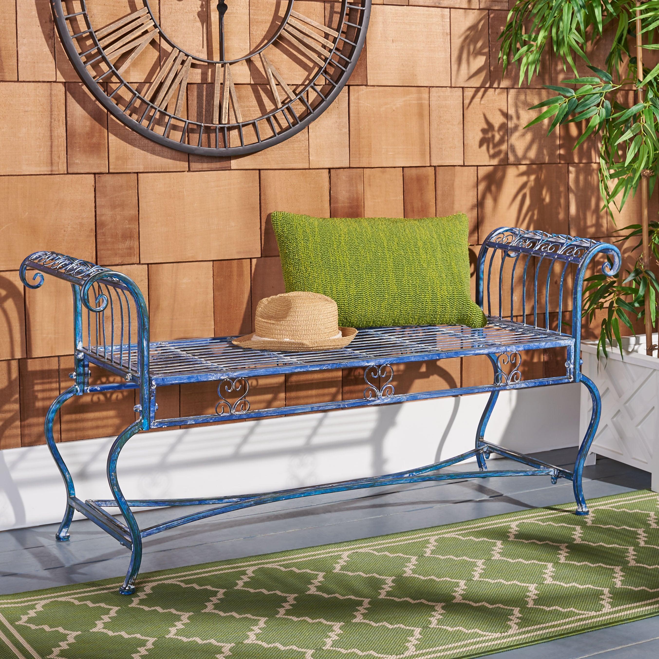 Brielle Bench - Outdoor - PAT5004 - Mossy Blue - Safavieh