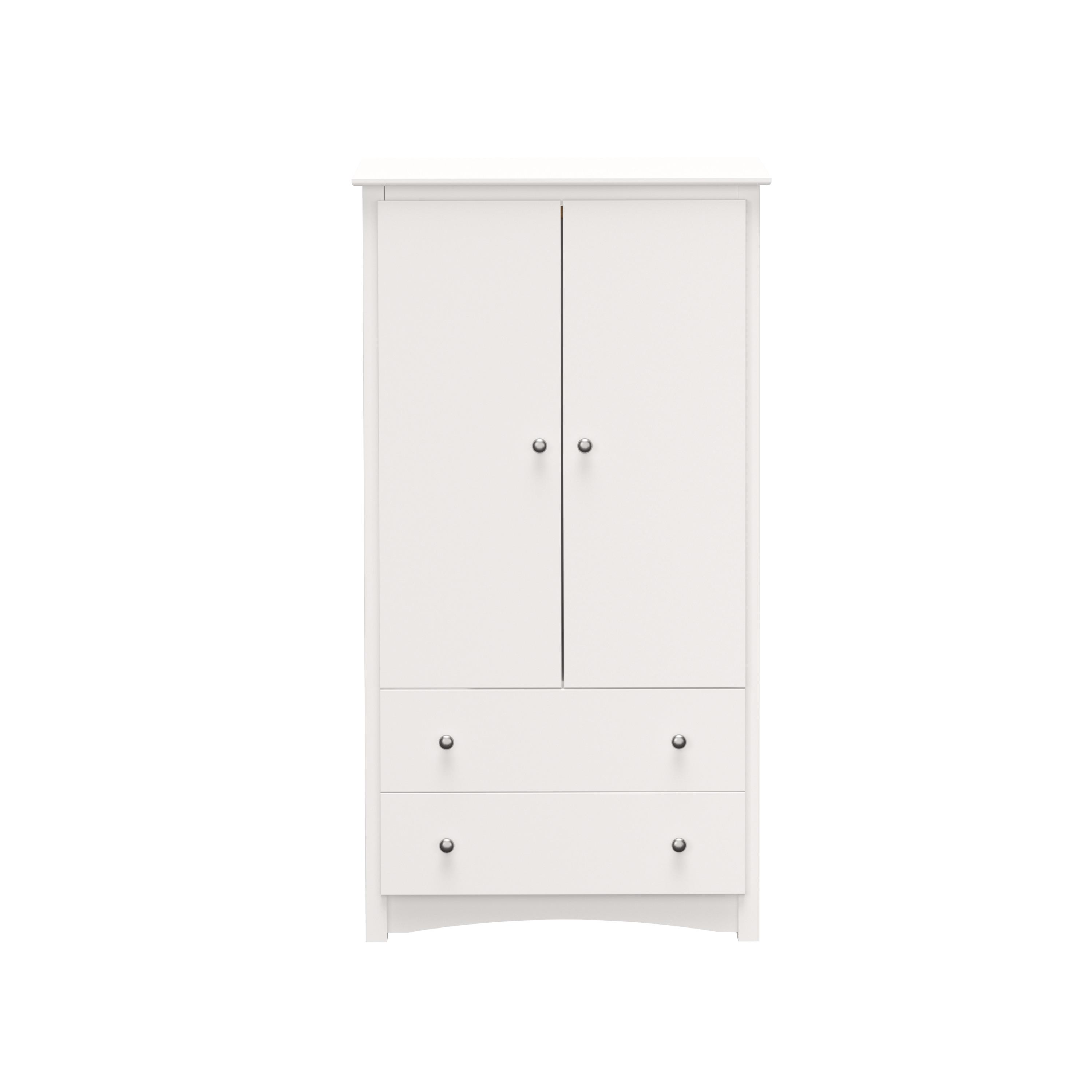 Prepac Monterey Armoire White: Transitional Style, Wood Composite, 2-Door Wardrobe for Hanging Clothes