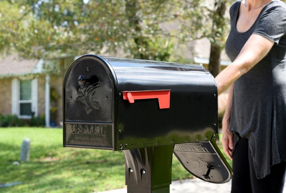 Gibraltar Mailboxes Outback Classic Galvanized Steel Post Mount Black Double Door Mailbox