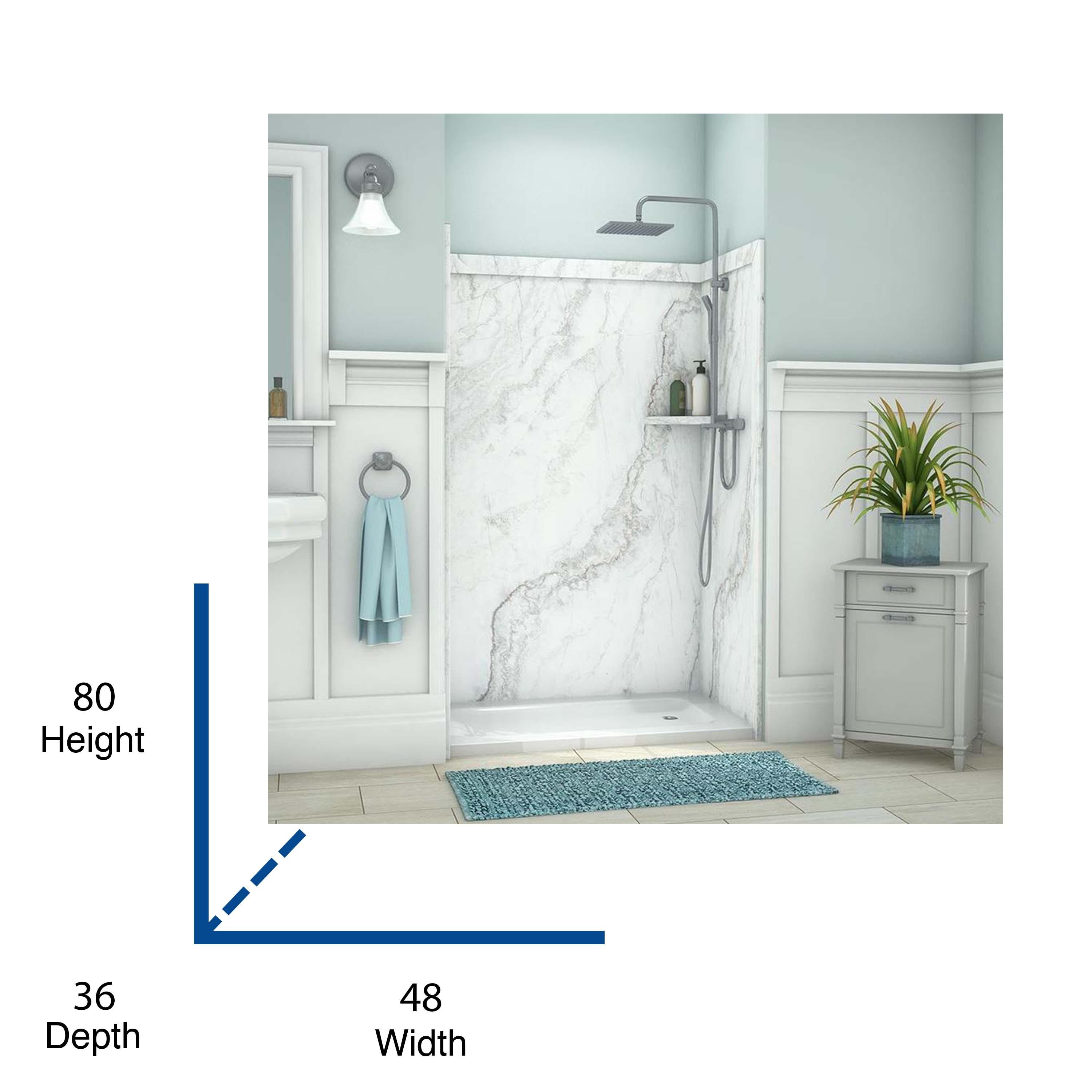 FlexStone Elegance 3-Panel 48"W x 36"D x 80"H Alcove Shower Surround