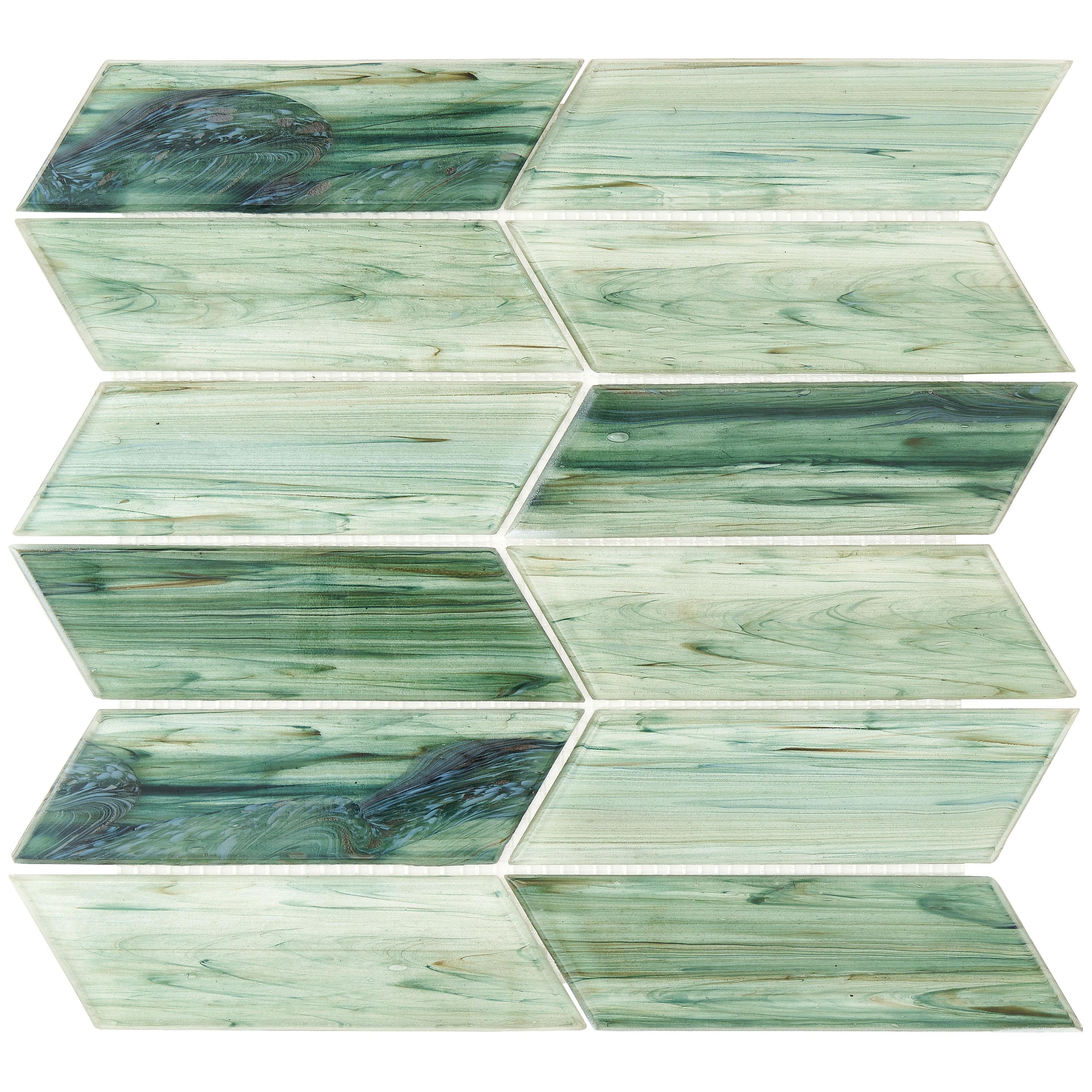 Tara Chevron 11.73 in. x 11.74 in. Molten Glass Mosaic Wall Tile (0.96 Sq. Ft. / Sheet)