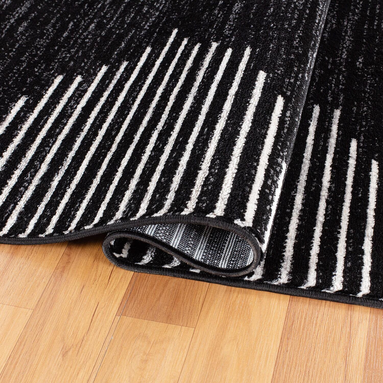 World Rug Gallery Bohemian Stripe Area Rug - Black 5' x 7'