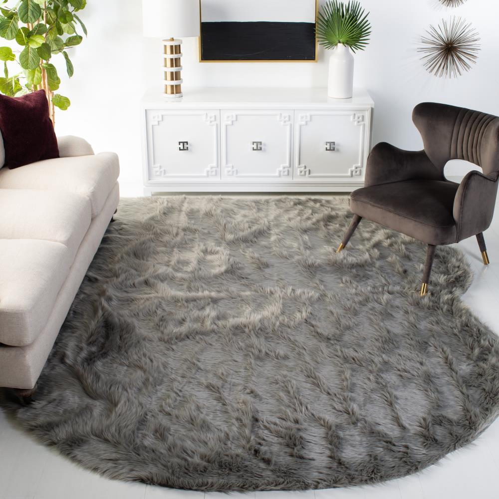 Faux Sheep Skin FSS115 Power Loomed Area Rug - Grey - 4'x6' - Safavieh.