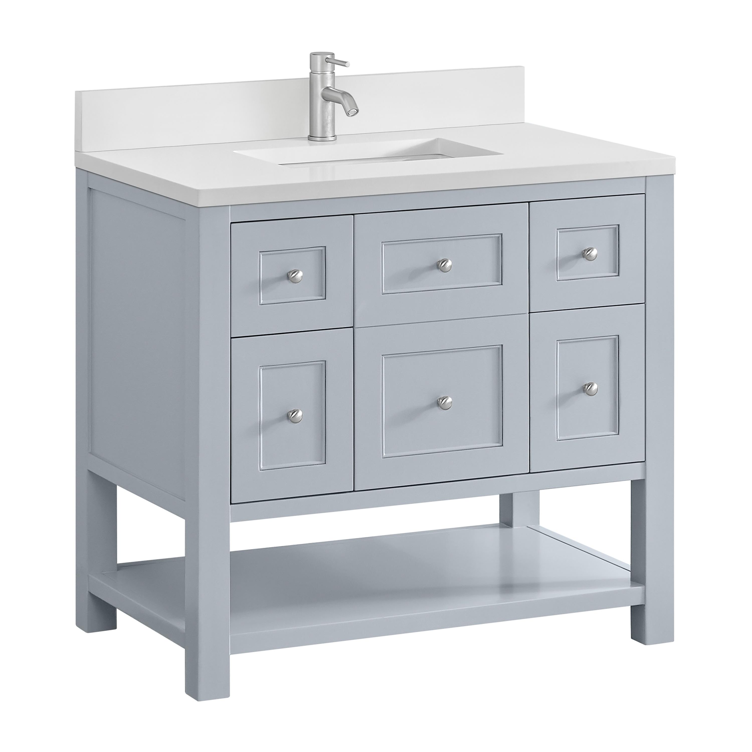 James Martin Vanities 330-V36-SRB-3LDL 36 in. Breckenridge Single Vanity with 3 cm Lime Delight Quartz Top, Serenity Blue