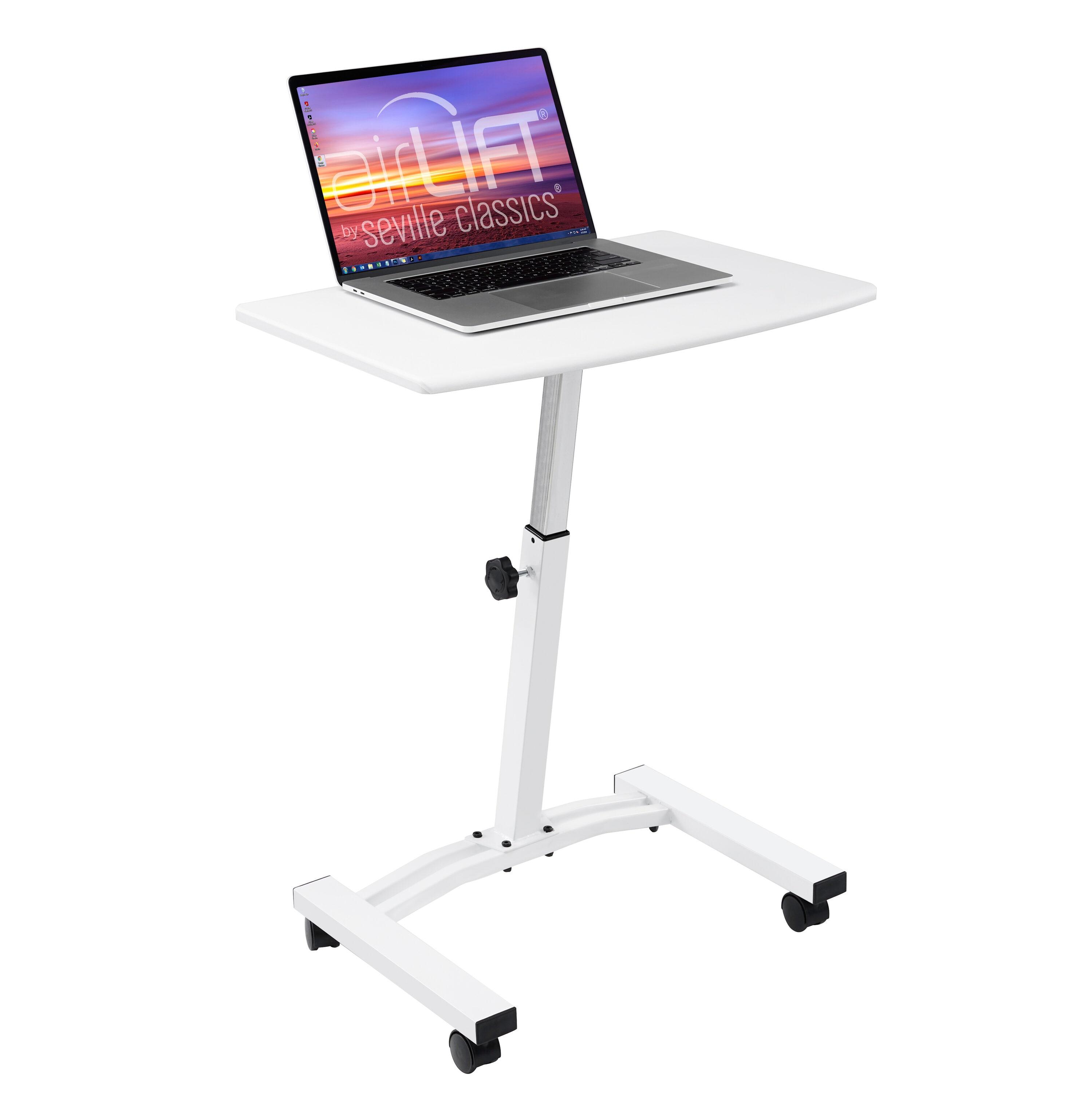 Seville Classics 23.75" Height Adjustable Mobile Laptop Desk, White