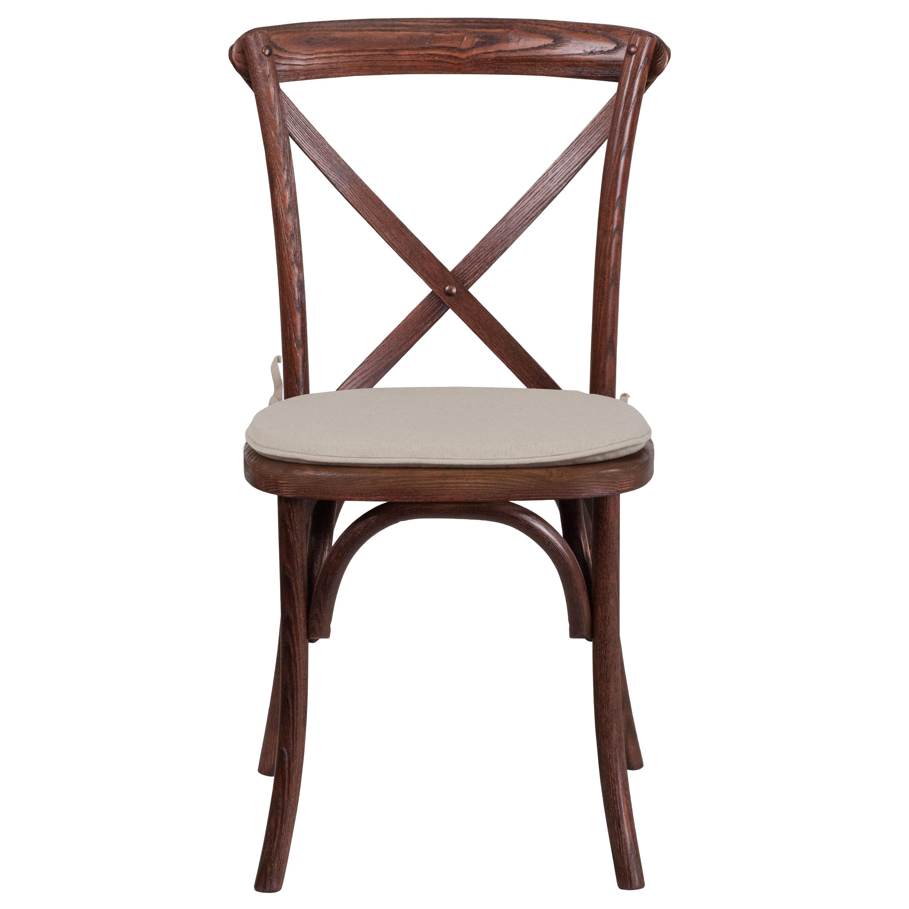 Flash Furniture HERCULES Series Stackable Mahogany Wood Cross Back Chair with Cushion