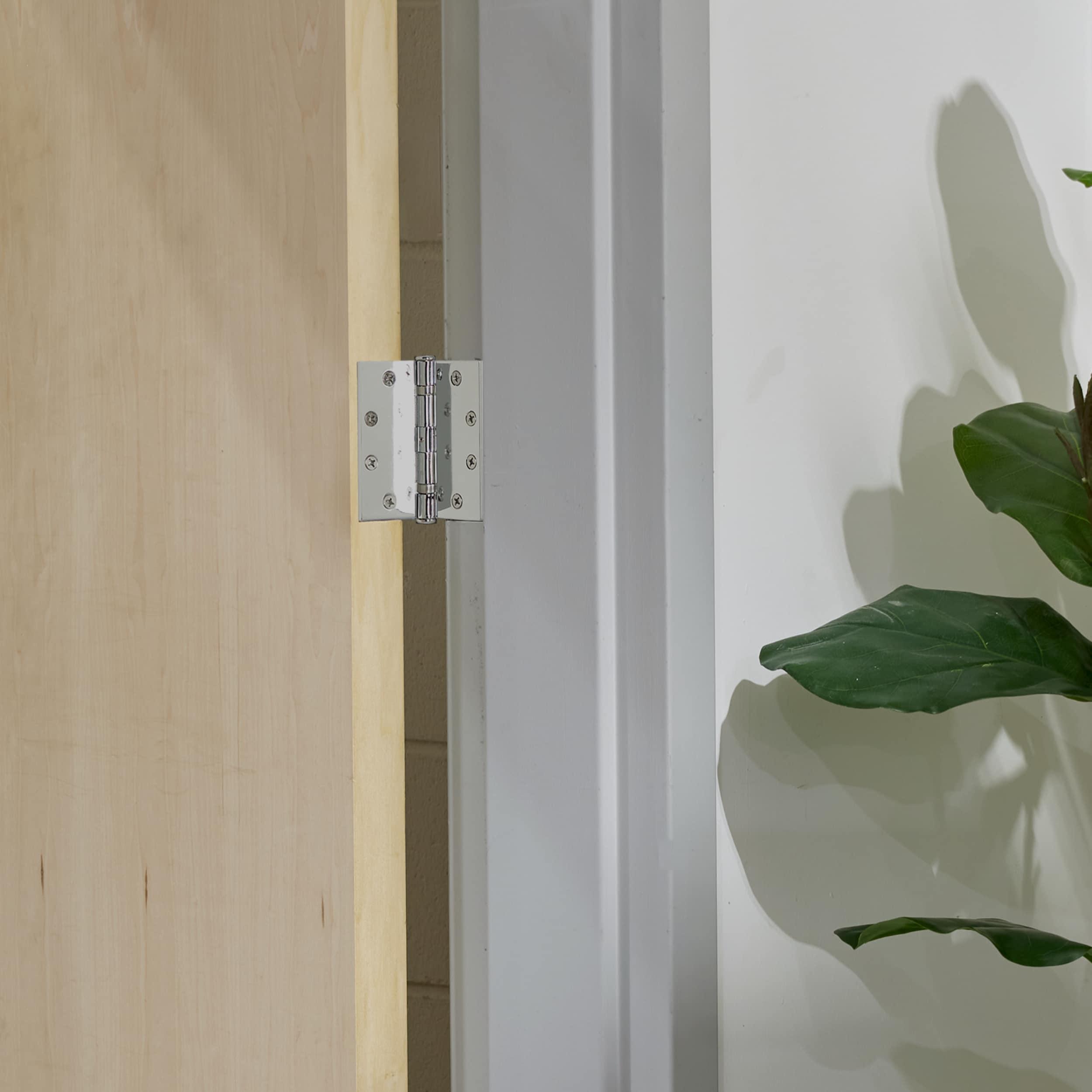 Global Door Controls 4.5 in. x 4.5 in. Full Mortise Squared Ball Bearing Hinge with Non-Removable Pin - Pack of 3 (Set of 3)