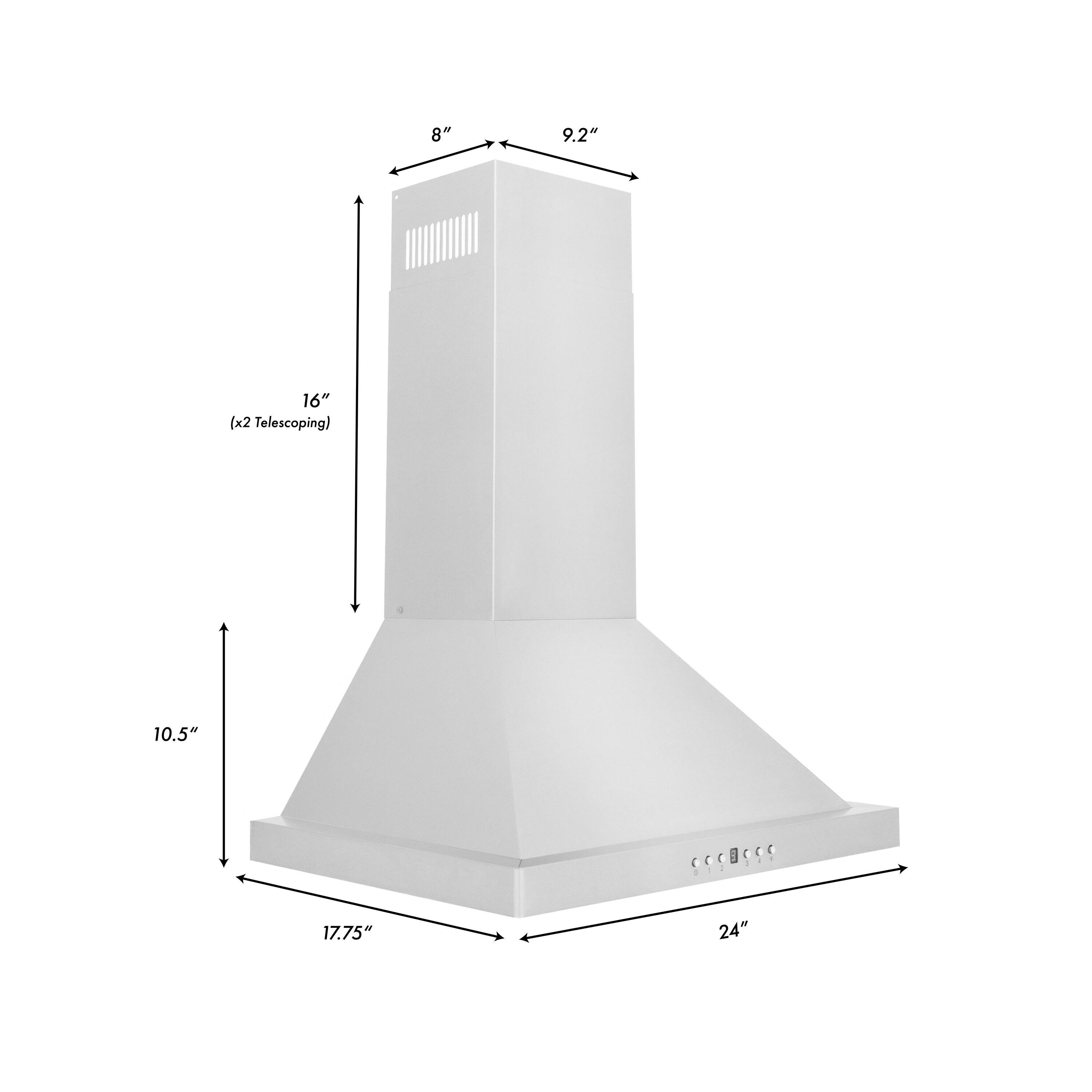 24" 400 CFM Convertible Wall Mount Range Hood