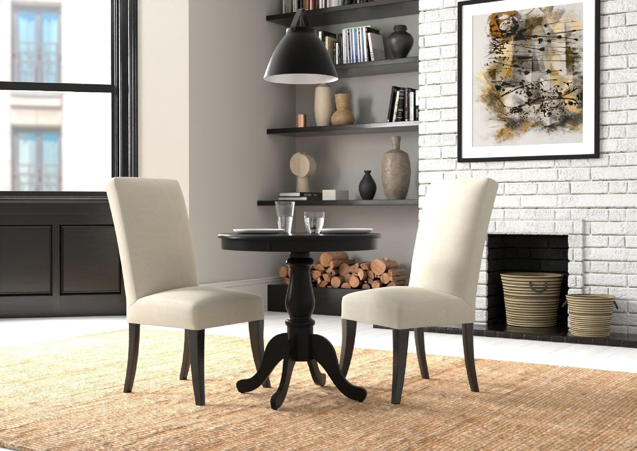 Carolina Living 30" Salem Round Pedestal Dining Table Black: Rubberwood, MDF, Non-Extension