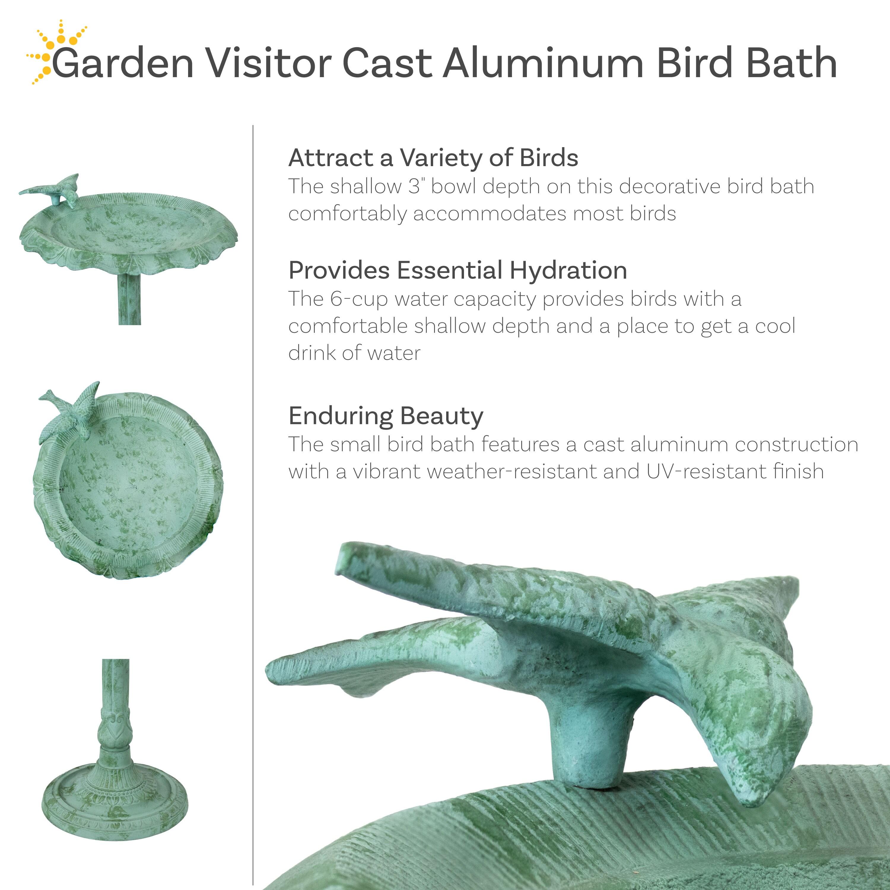 Garden Visitor Freestanding Cast Aluminum Outdoor Bird Bath