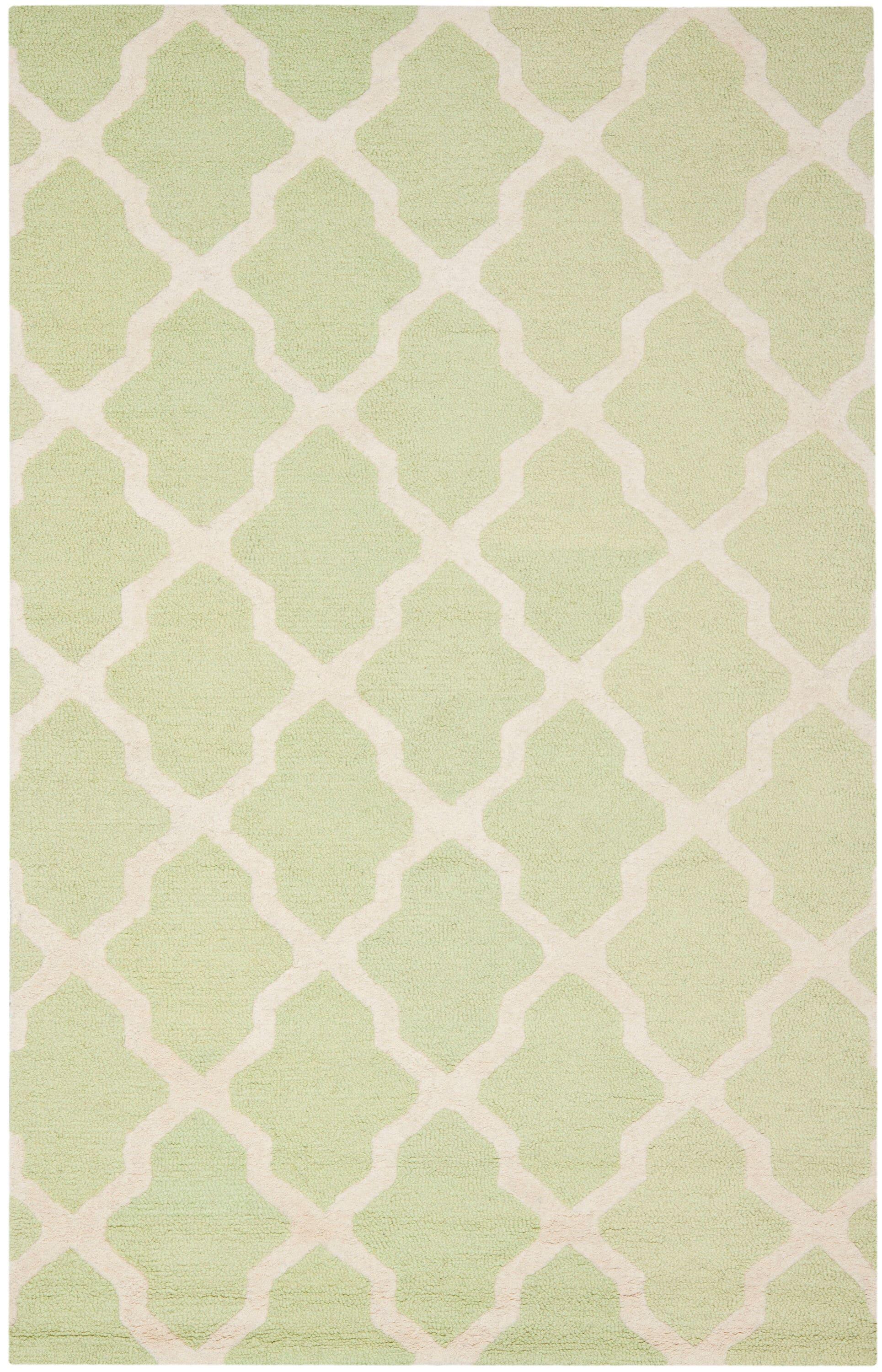 SAFAVIEH Cambridge Liam Geometric Wool Area Rug, Light Green/Ivory, 5' x 8'