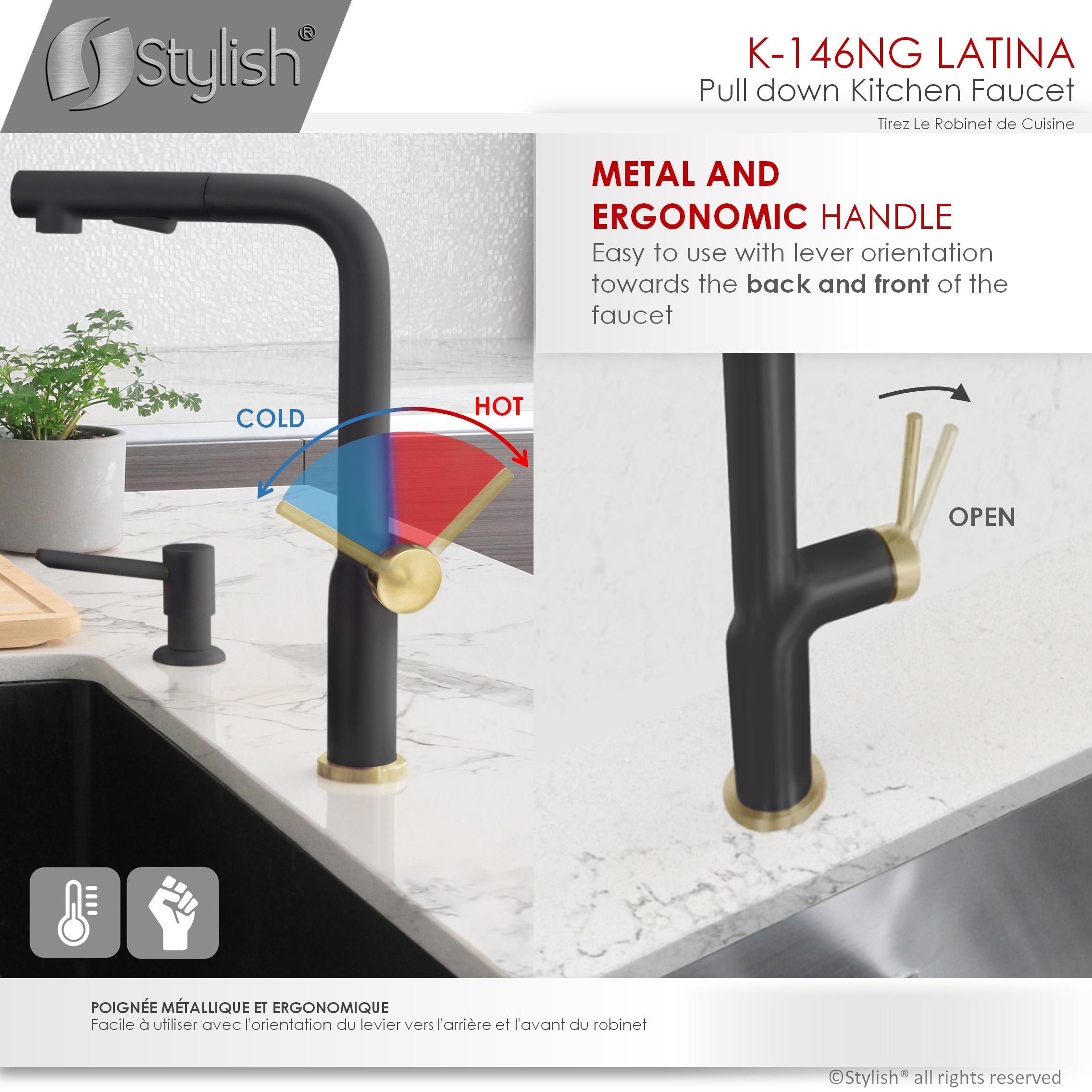 Modern Faucet Stylish Latina One-Handle Pull Down Kitchen Faucet