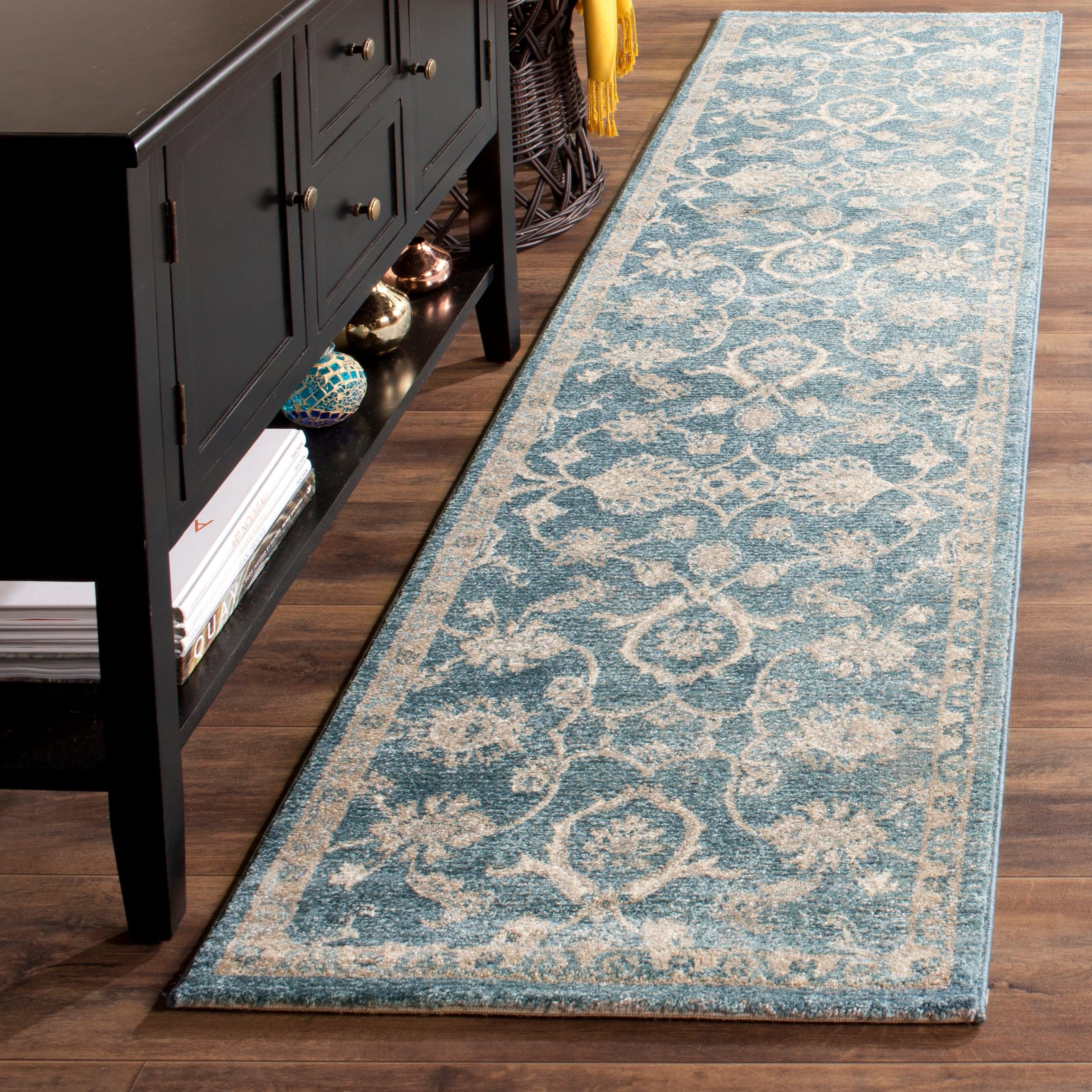 Sofia SOF386 Power Loomed Indoor Runner Rug - Blue/Beige - 2'2"x8' - Safavieh.