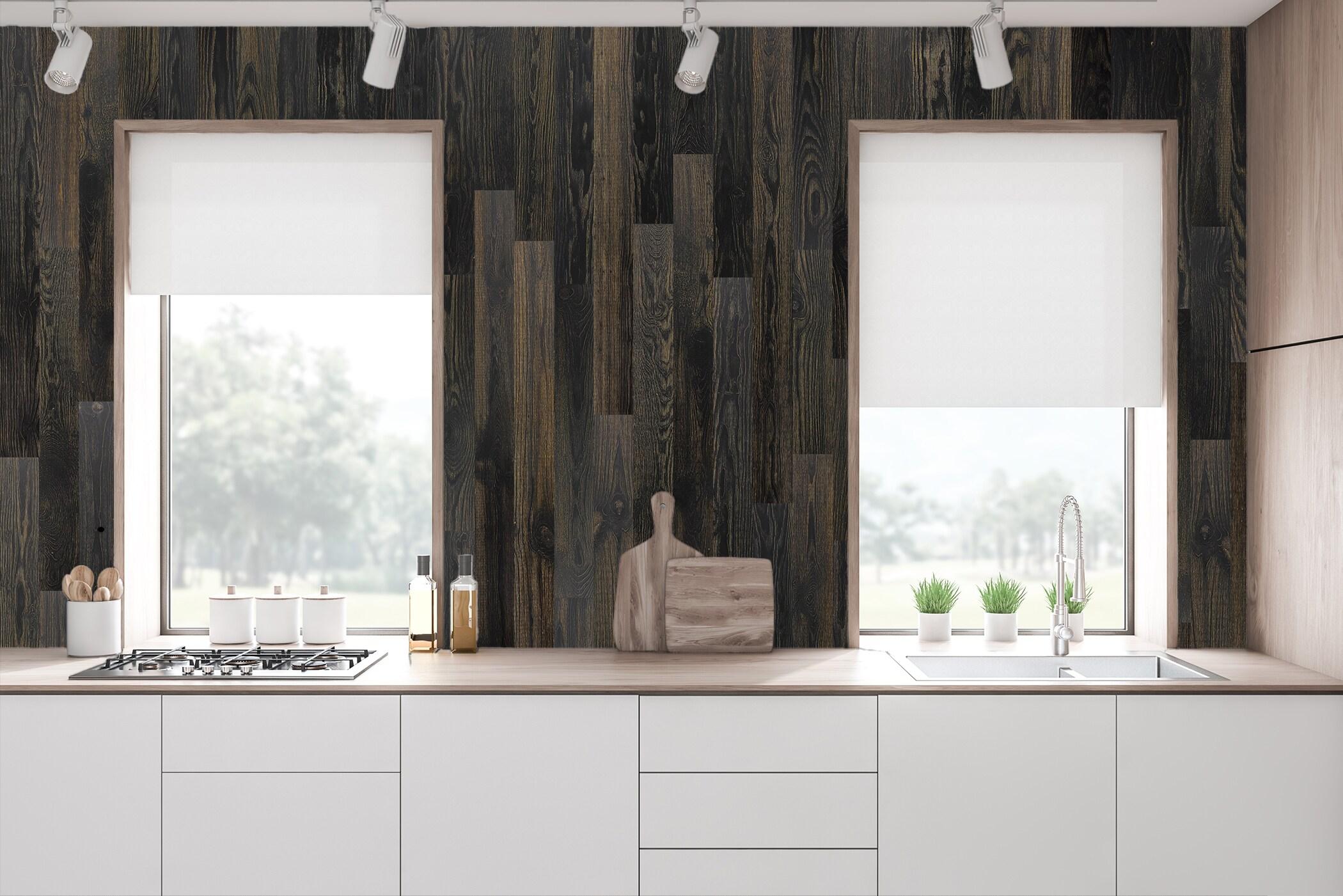 TIMBERCHiC Barnwood Textured Wall Planks - Made in USA, Peel-and-Stick Panels for Interior Decor, DIY Accent Wall Panels, Blackened (4" x 10 Sq Ft)