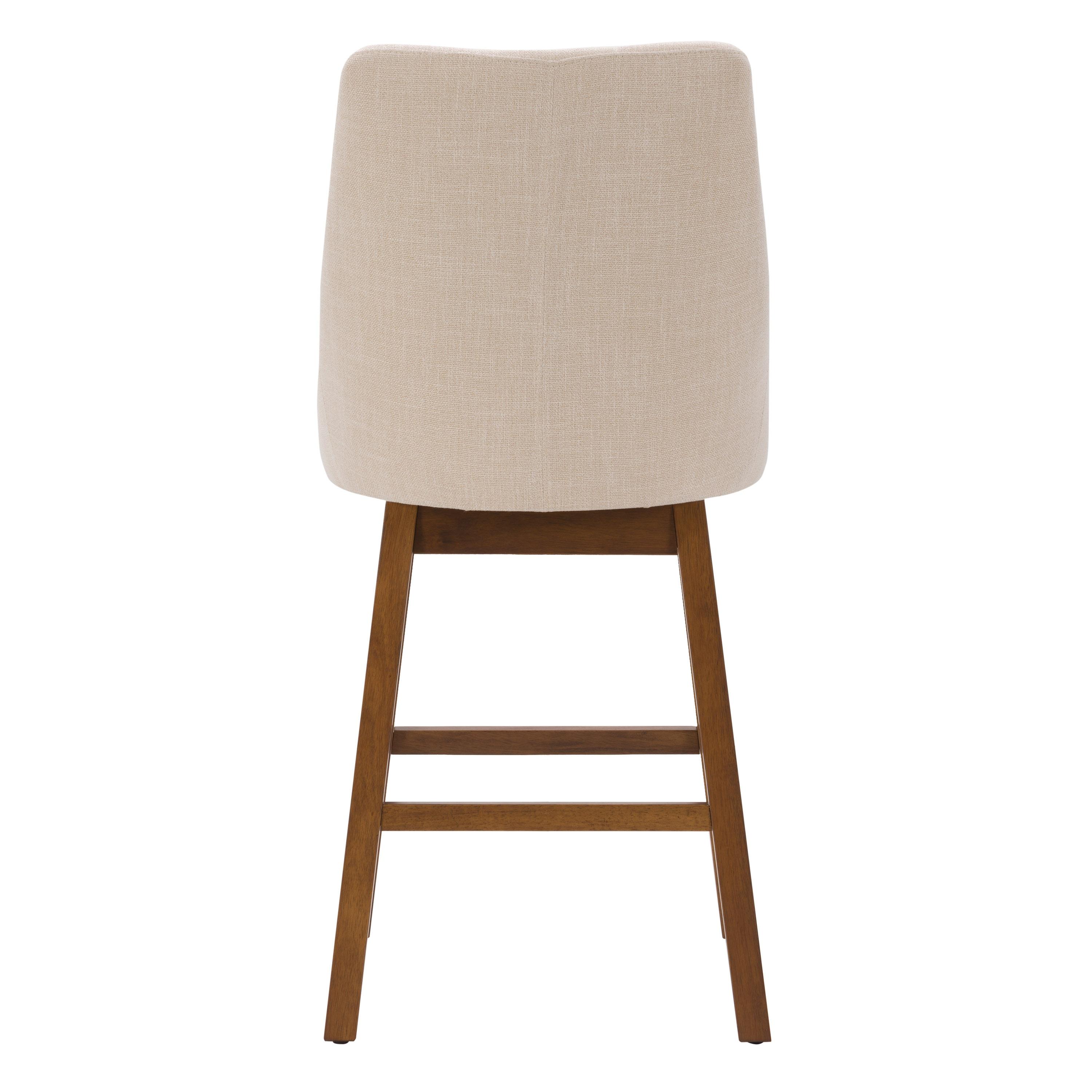 Set of 2 Boston Formed Back Fabric Barstools Beige - CorLiving: Counter Height, Upholstered, Rubberwood Legs