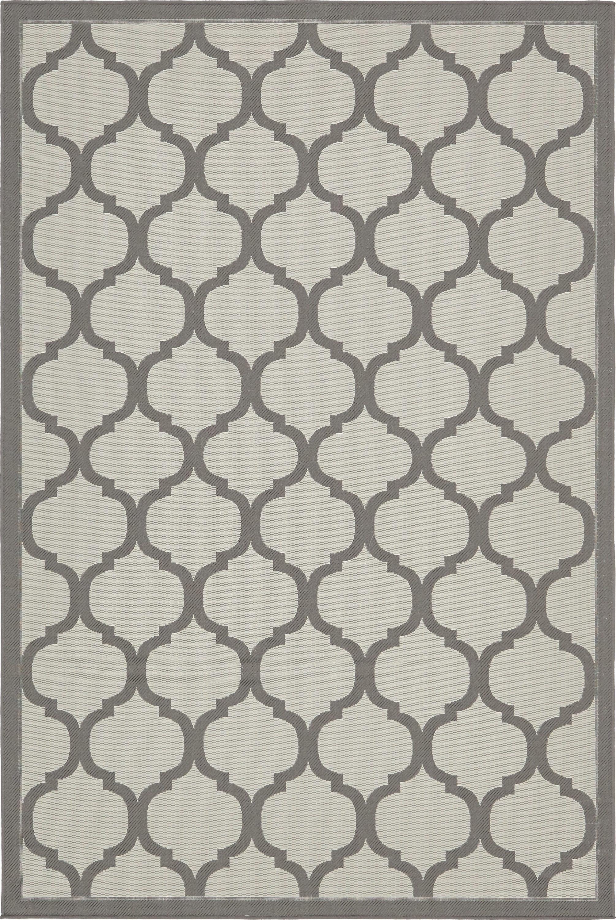 Unique Loom 6' 1 x 9' 0 Gray Outdoor Trellis Moroccan Area Rug