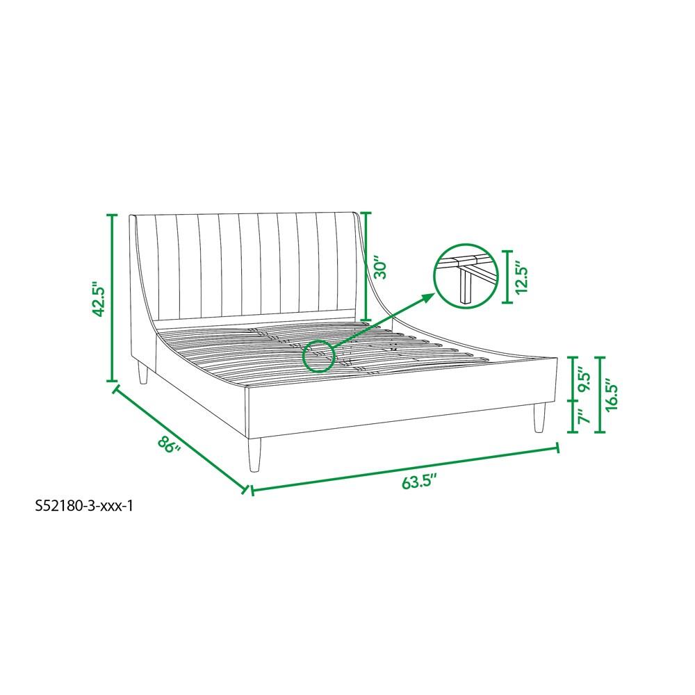 Sandy Wilson Home Aspen Tufted Headboard Platform Bed Queen Satin Teal Velvet