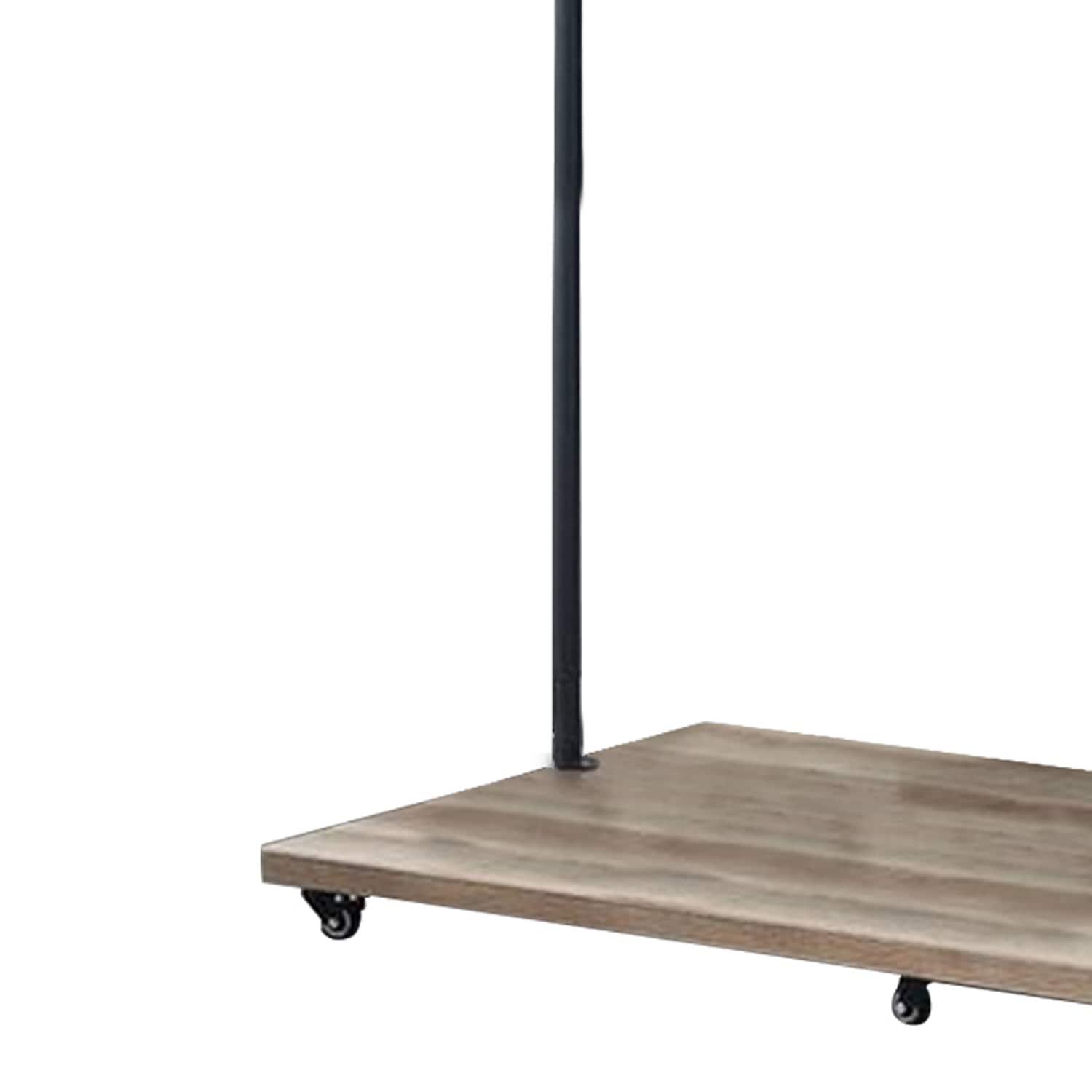 Benjara Hanger Rack with Pipe Design Tubular Frame and Casters, Brown