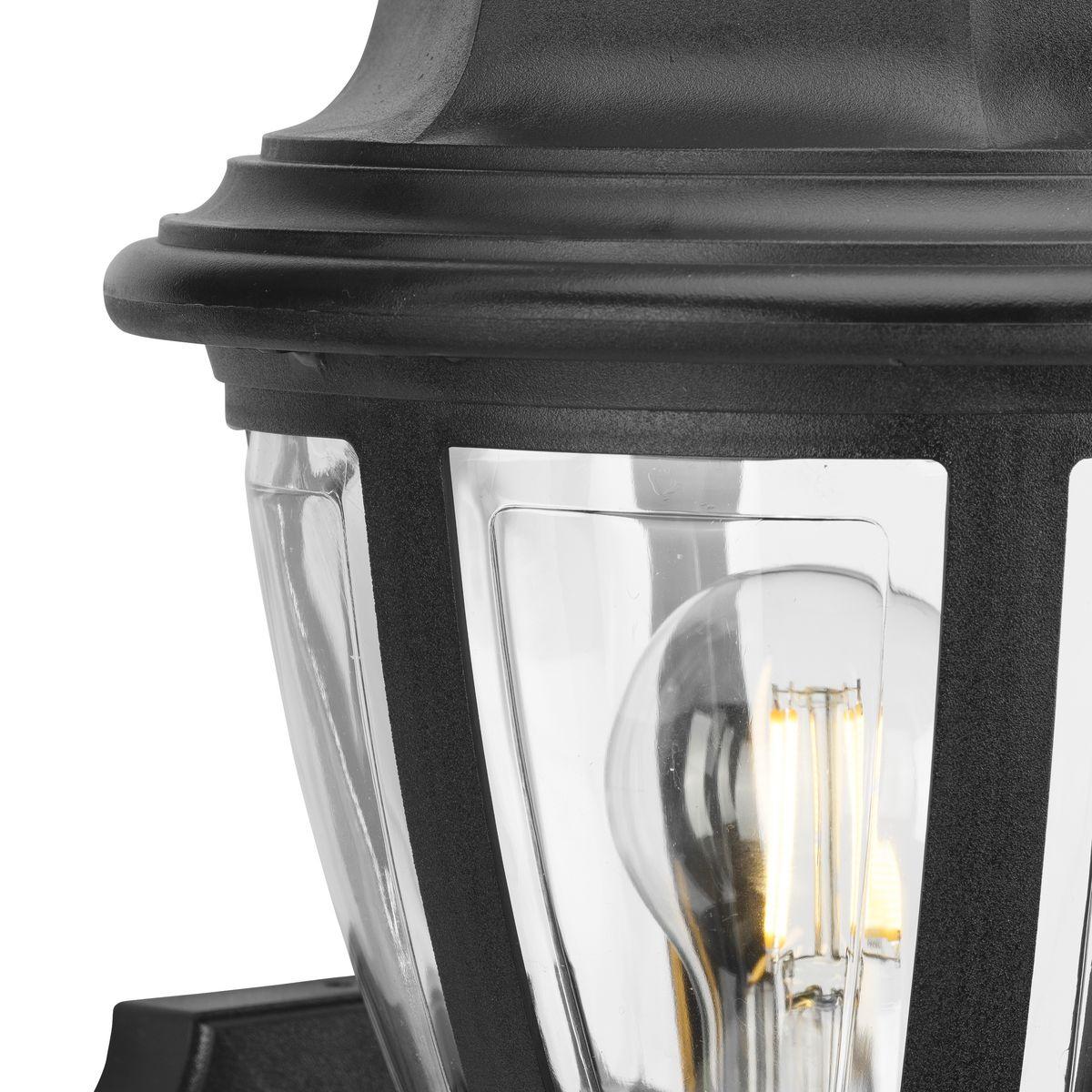 Progress Lighting Cantata 1-Light Outdoor Porcelain Wall Lantern, Black Finish, Clear Acrylic Panels