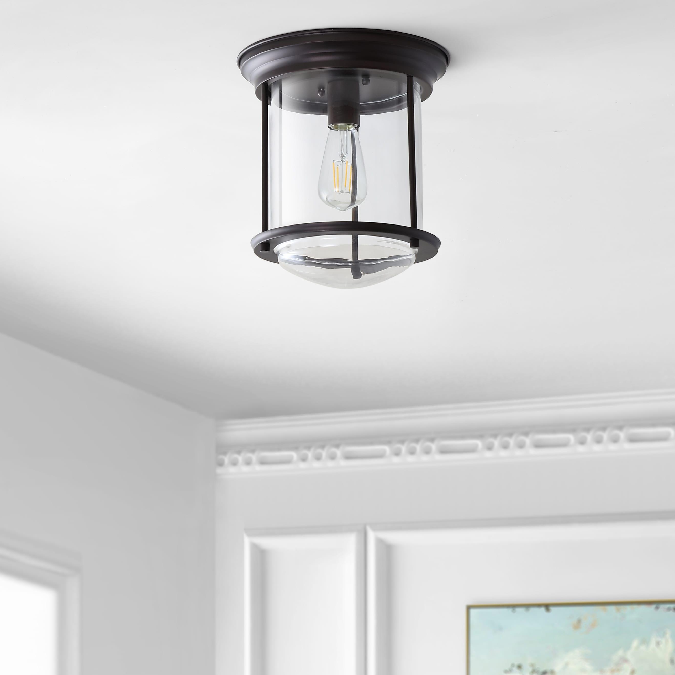 Savannah 10.25" Metal/Glass LED Flush Mount, Oil Rubbed Bronze
