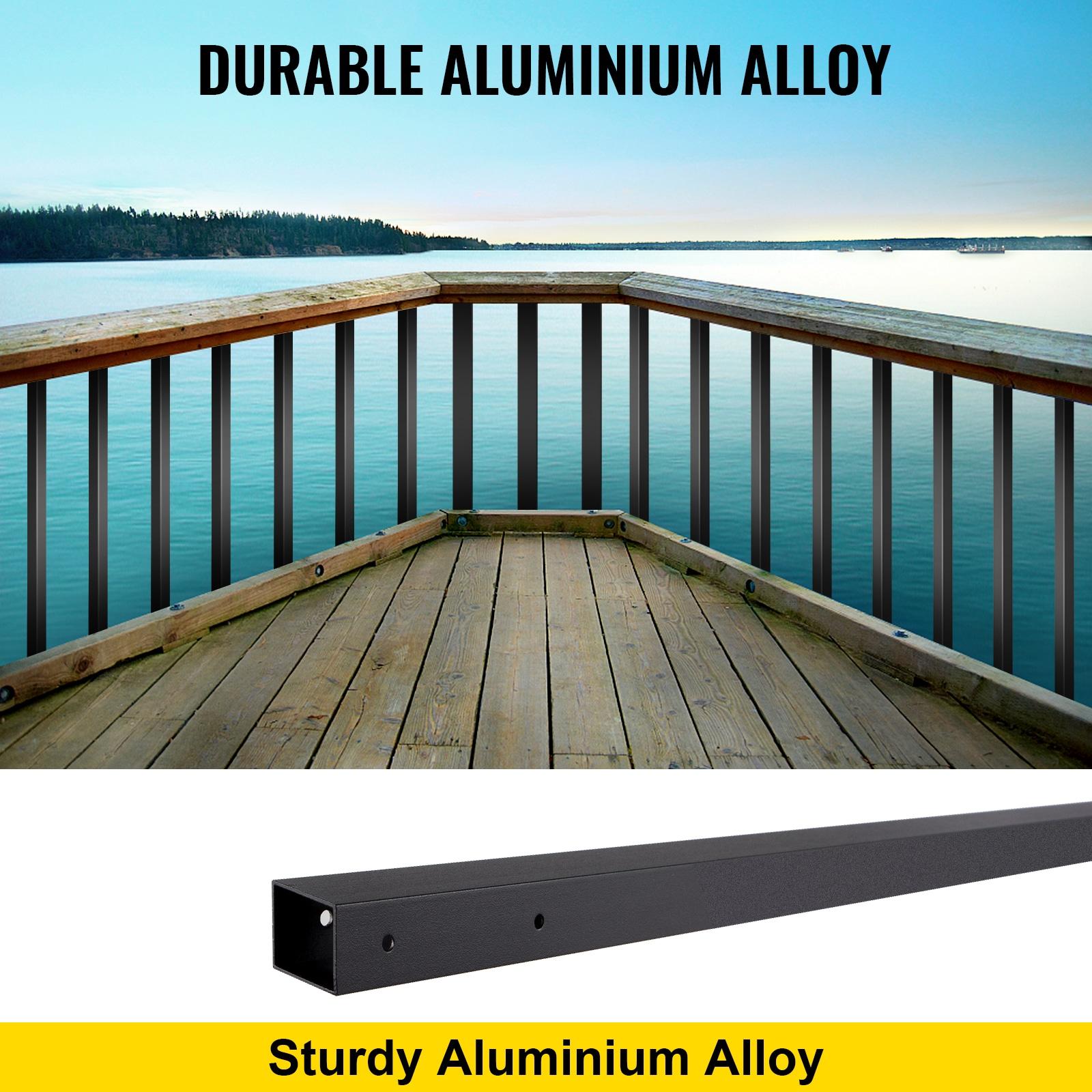 KFFKFF Aluminum Alloy Deck Railing for Wood and Composite Deck, Square Baluster for Outdoor Stair Deck Porch Deck Balusters, 101 Pack Metal Deck Spindles, 32"x0.8" Staircase Baluster with Screws