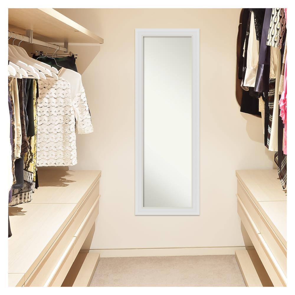 18" x 52" Flair Framed On the Door Mirror Soft White - Amanti Art: Modern Rectangle, Polystyrene Frame, No Assembly Required