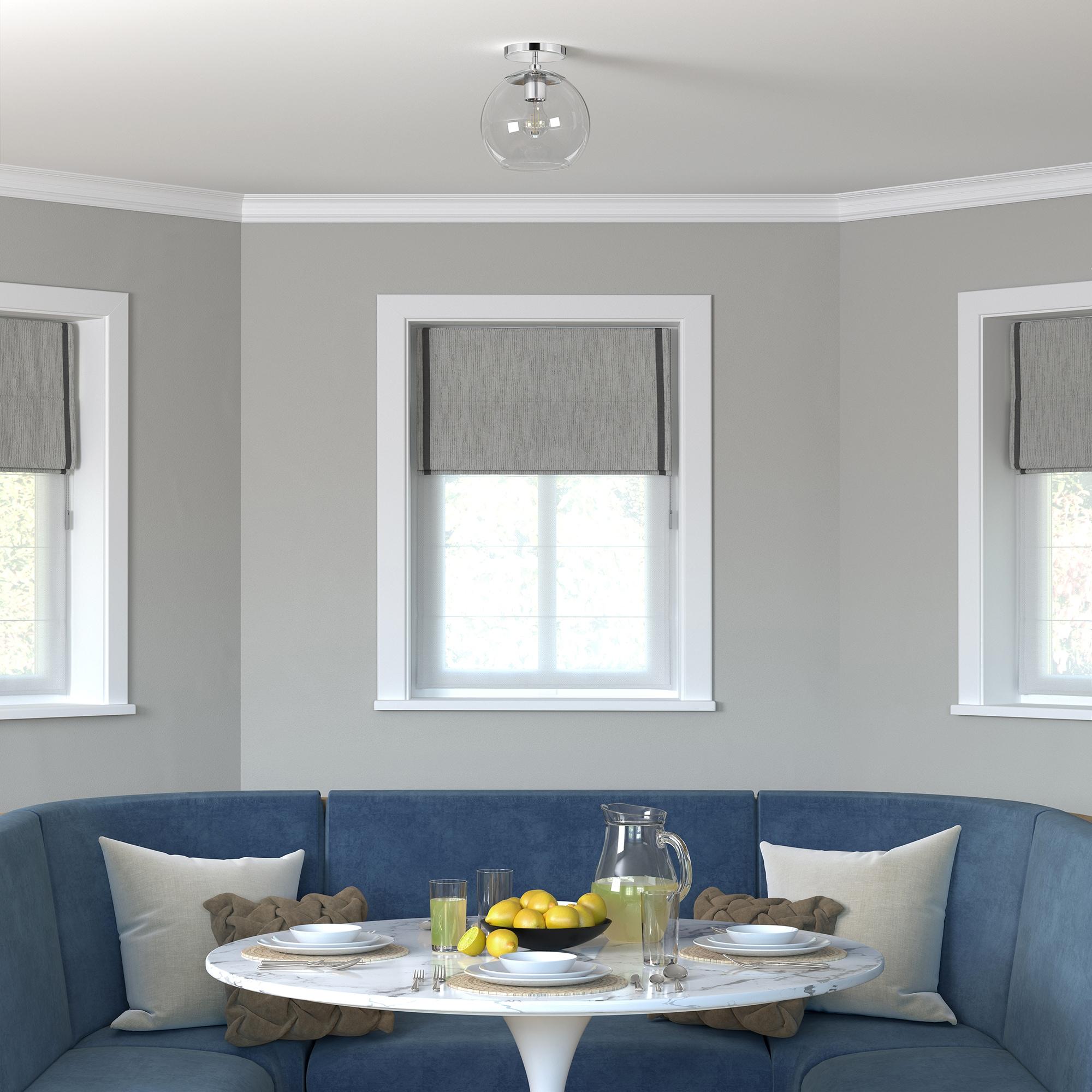 Evelyn&Zoe 9" Polished Nickel Finish Metal/Glass Semi Flush Mount